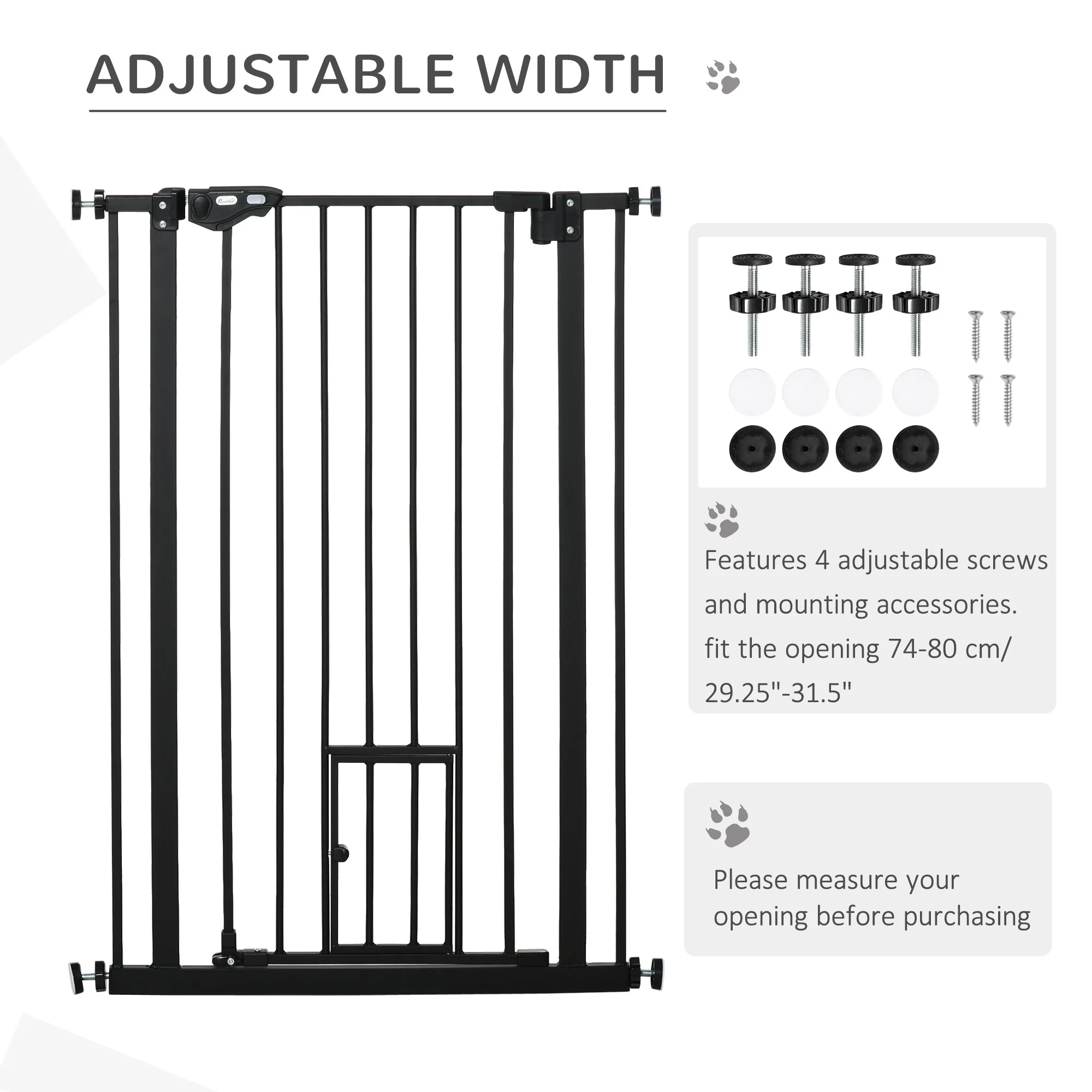 PawHut Extra Tall Dog Gate with Cat Door - Image 7