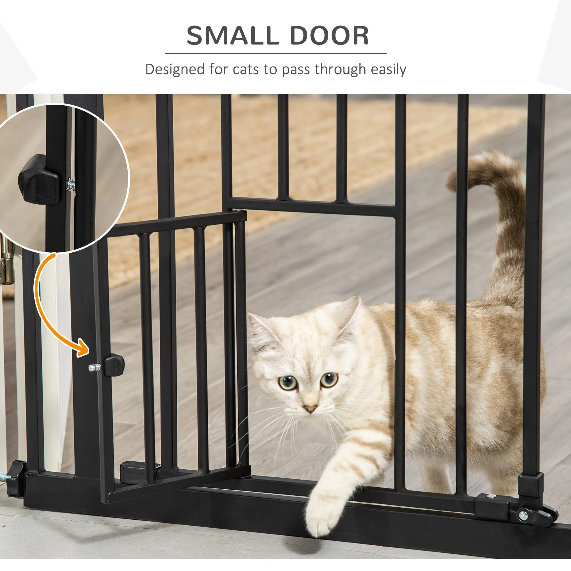 PawHut Extra Tall Dog Gate with Cat Door - Image 8