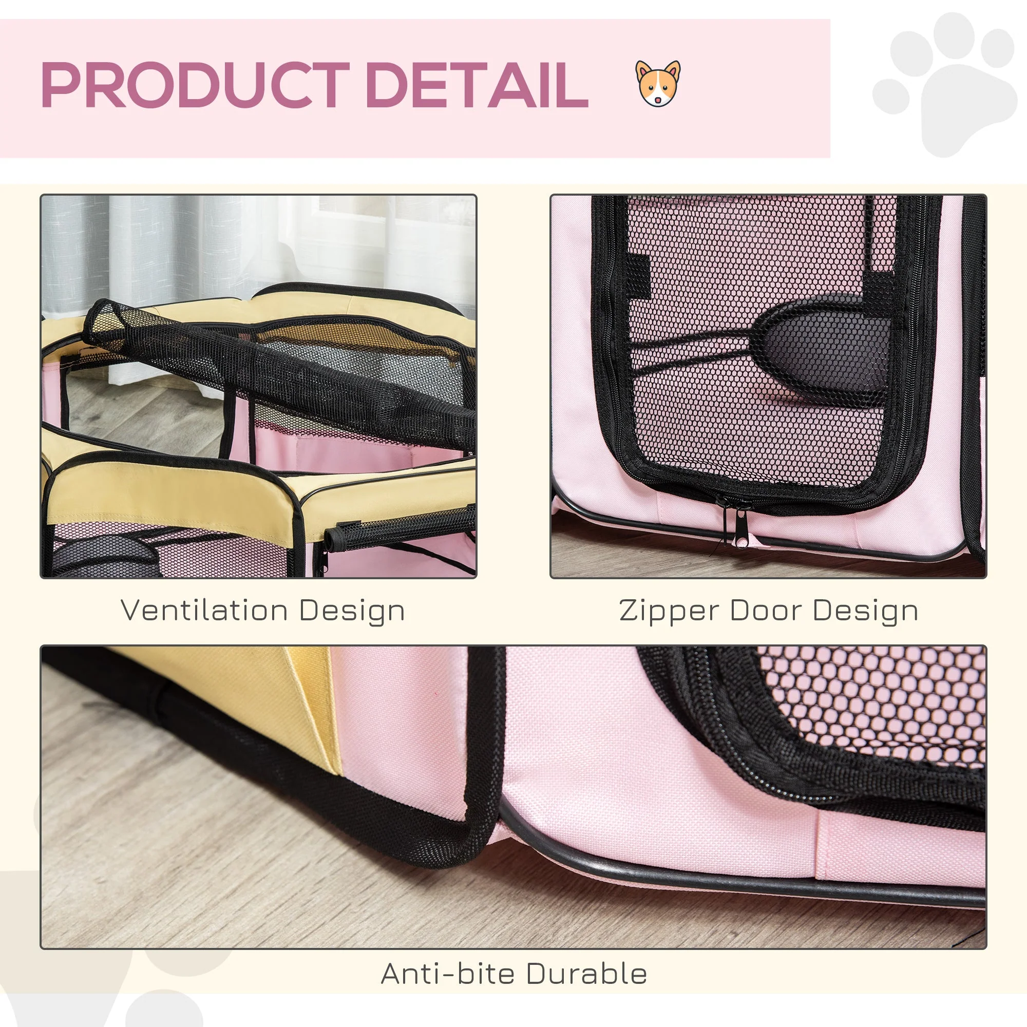 PawHut Fabric Folding Dog Pens Pet Puppy PlayPen - Image 5