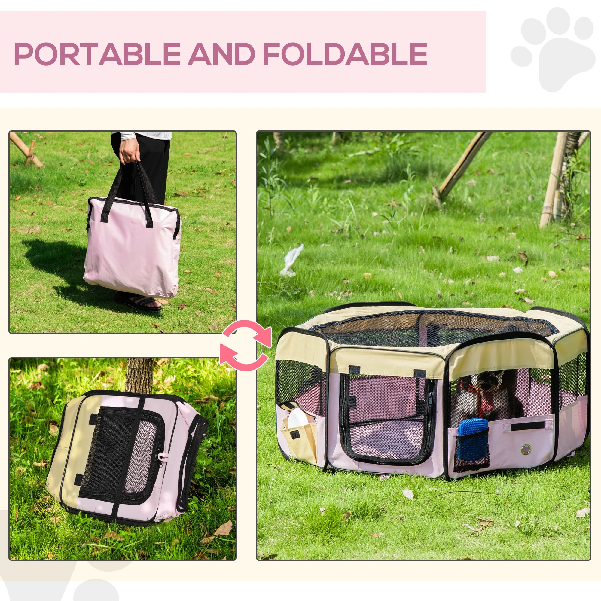 PawHut Fabric Folding Dog Pens Pet Puppy PlayPen - Image 6