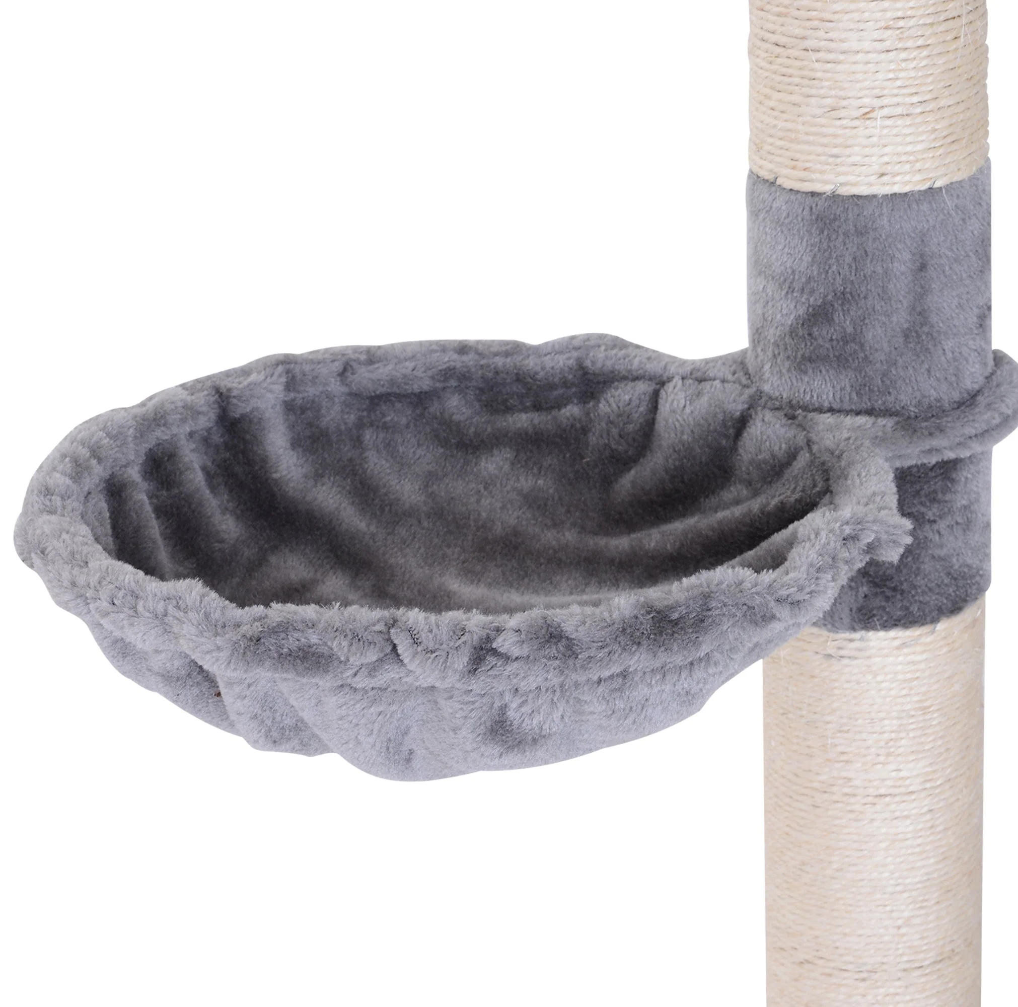 PawHut Floor to Ceiling Cat Tree for Indoor Cats 5-Tier Kitty Tower Climbing Activity Center Scratching Post Adjustable Height 230-260 cm Grey - Image 7