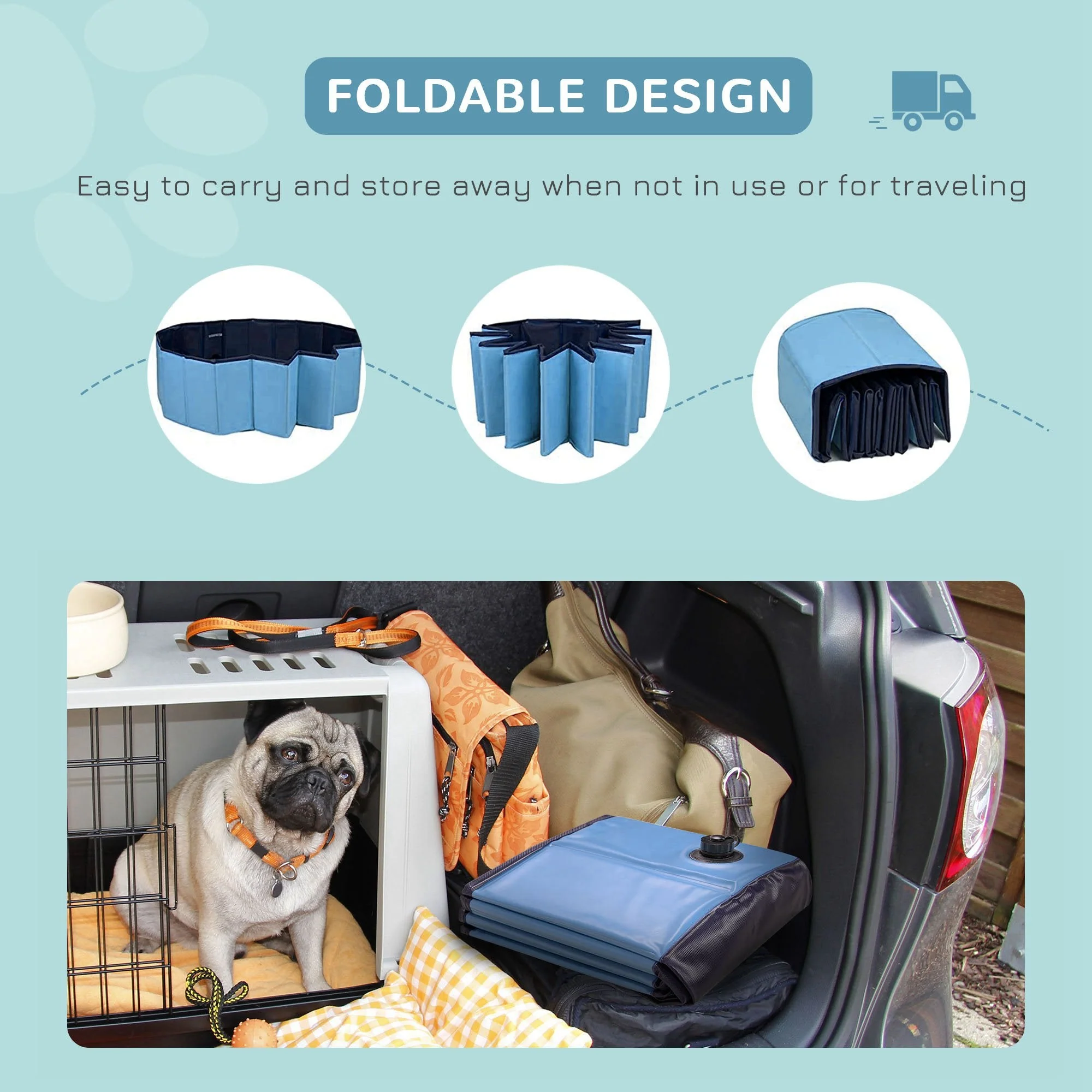 Pawhut Foldable Dog Paddling Pool Pet Cat Swimming Pool Indoor/Outdoor Collapsible Summer Bathing Tub Shower Tub Puppy Washer (?120  30H cm - Image 5