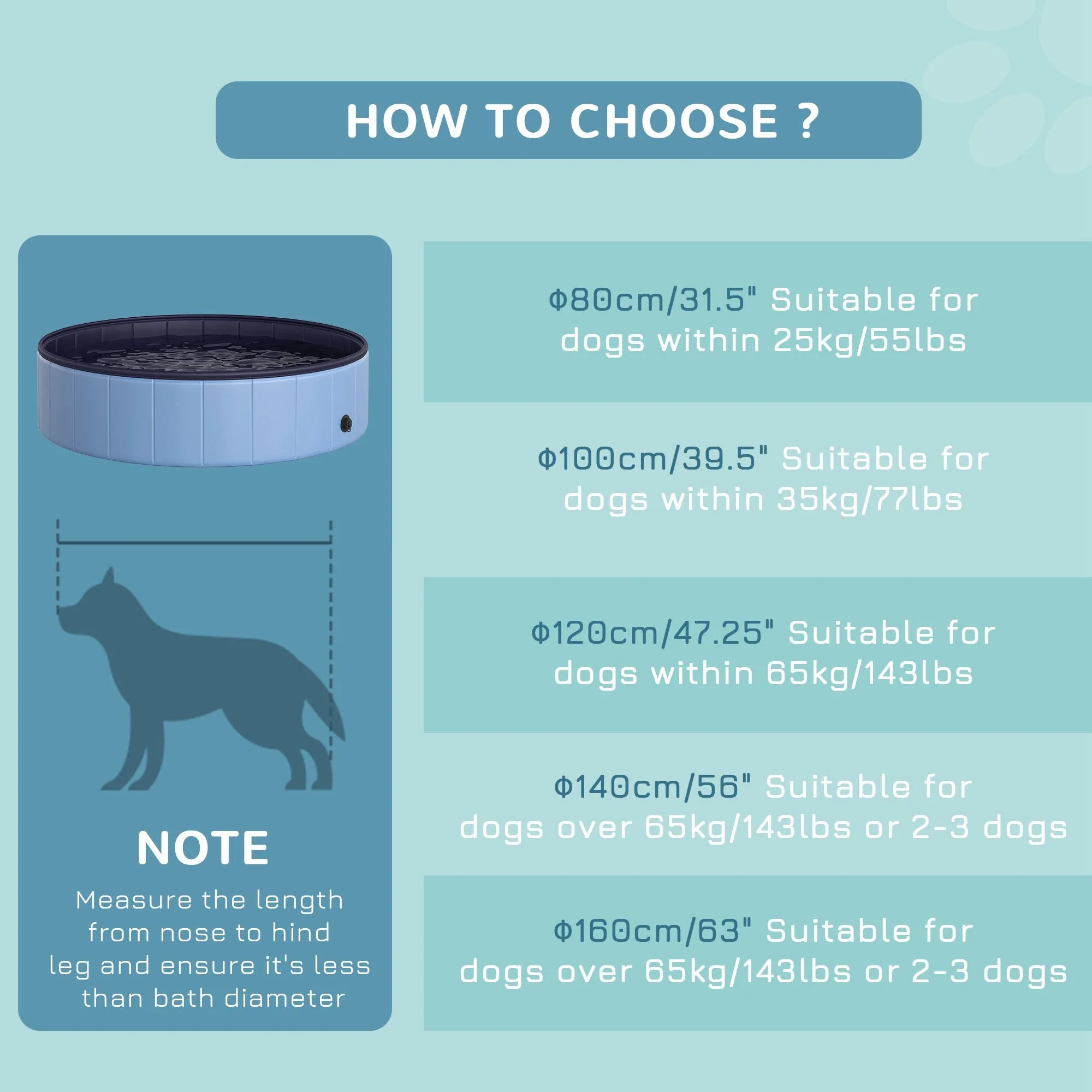 Pawhut Foldable Dog Paddling Pool Pet Cat Swimming Pool Indoor/Outdoor Collapsible Summer Bathing Tub Shower Tub Puppy Washer (?120  30H cm - Image 8
