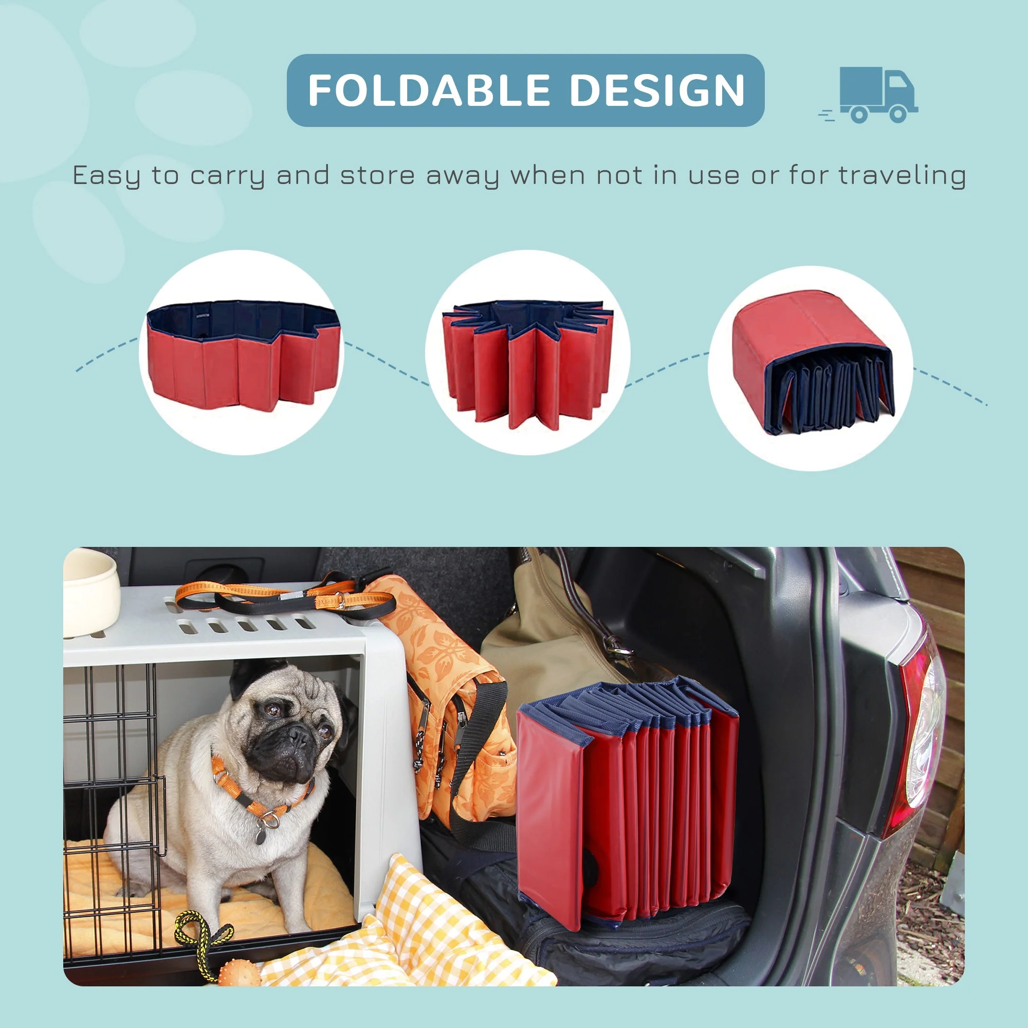 Pawhut Foldable Dog Paddling Pool Pet Cat Swimming Pool Indoor/Outdoor Collapsible Summer Bathing Tub Shower Tub Puppy Washer (?120  30H cm - Image 4