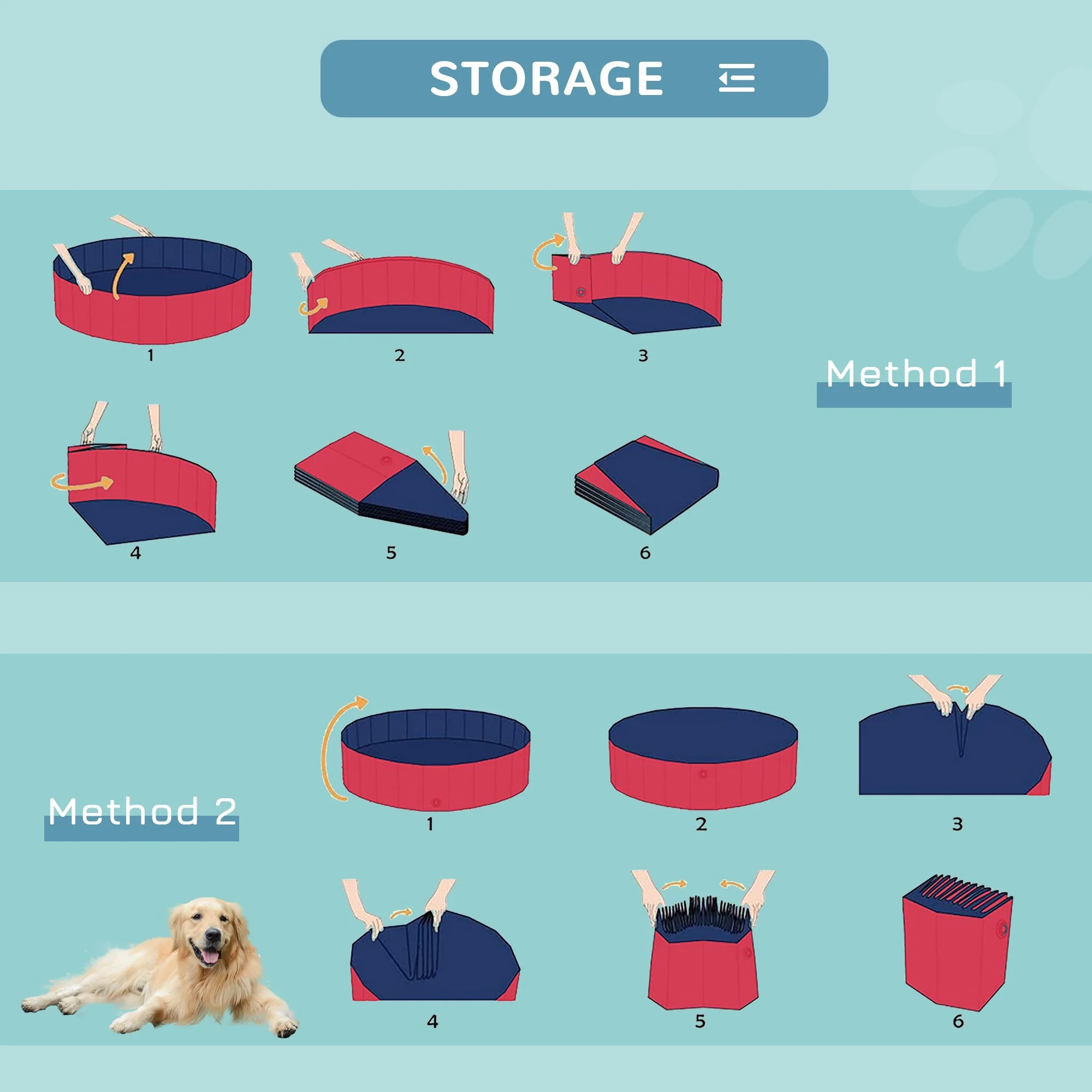 Pawhut Foldable Dog Paddling Pool Pet Cat Swimming Pool Indoor/Outdoor Collapsible Summer Bathing Tub Shower Tub Puppy Washer (?120  30H cm - Image 8