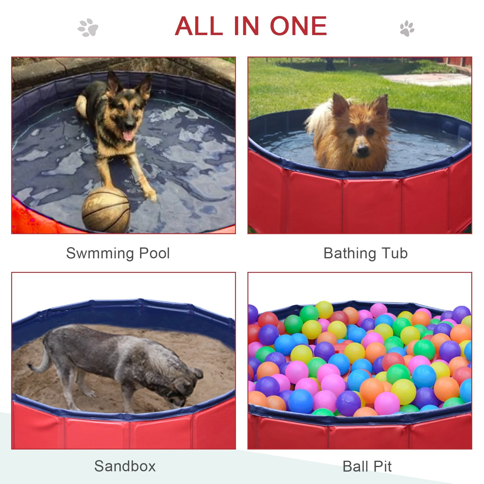 PawHut Foldable Dog Paddling Pool Pet Cat Swimming Pool Indoor/Outdoor Collapsible Summer Bathing Tub Shower Tub Puppy Washer ?80 × 20H cm - Image 4