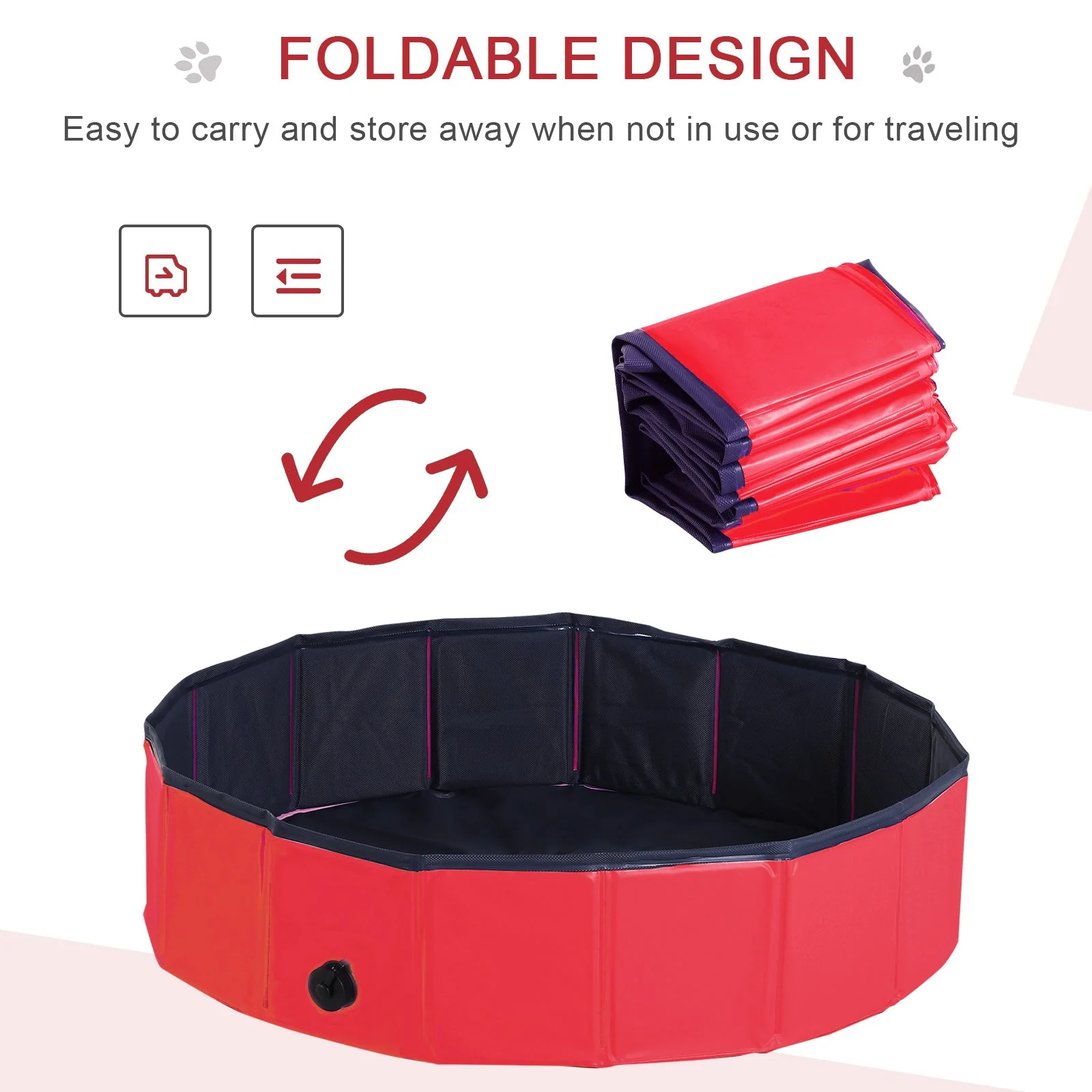 PawHut Foldable Dog Paddling Pool Pet Cat Swimming Pool Indoor/Outdoor Collapsible Summer Bathing Tub Shower Tub Puppy Washer ?80 × 20H cm - Image 5