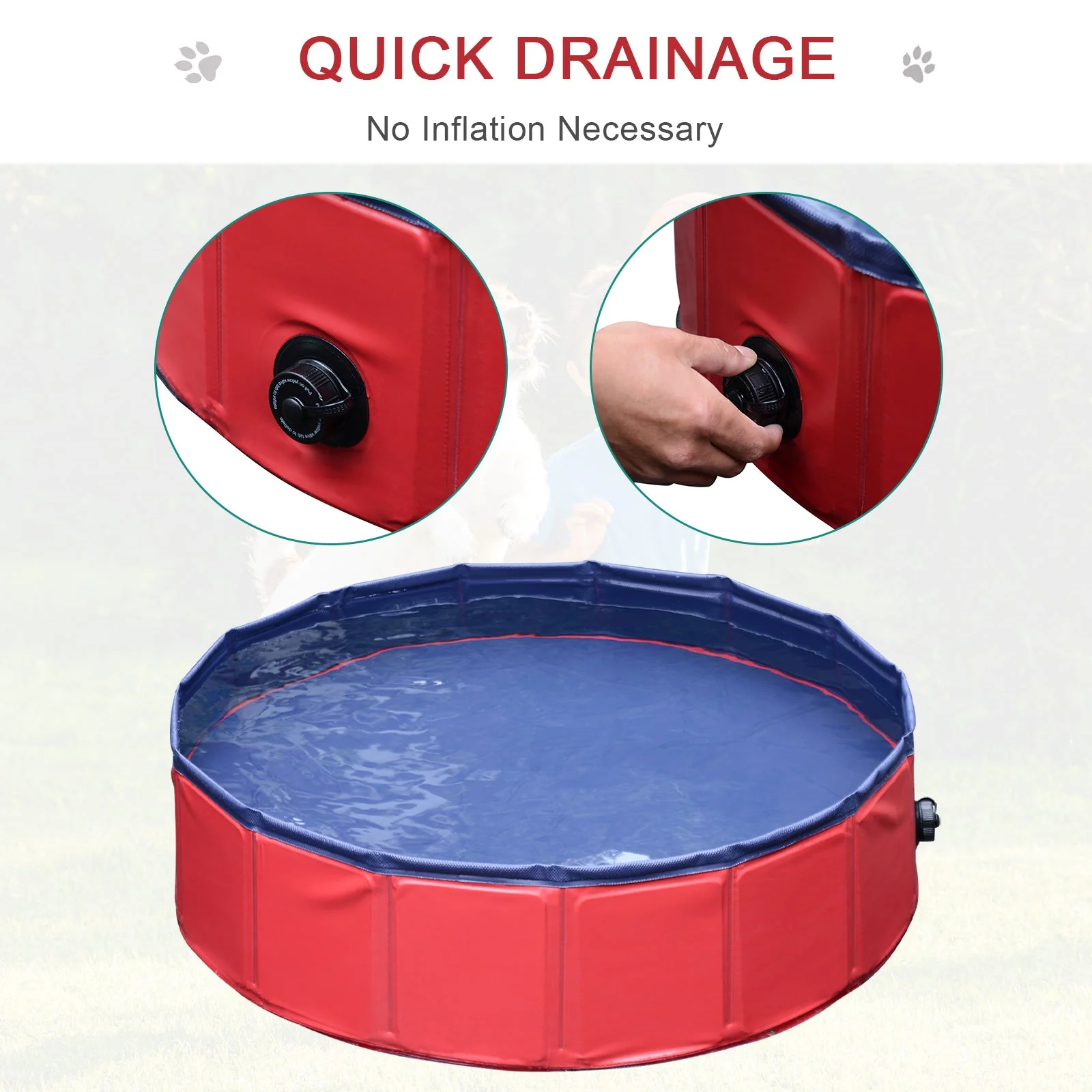 PawHut Foldable Dog Paddling Pool Pet Cat Swimming Pool Indoor/Outdoor Collapsible Summer Bathing Tub Shower Tub Puppy Washer ?80 × 20H cm - Image 6