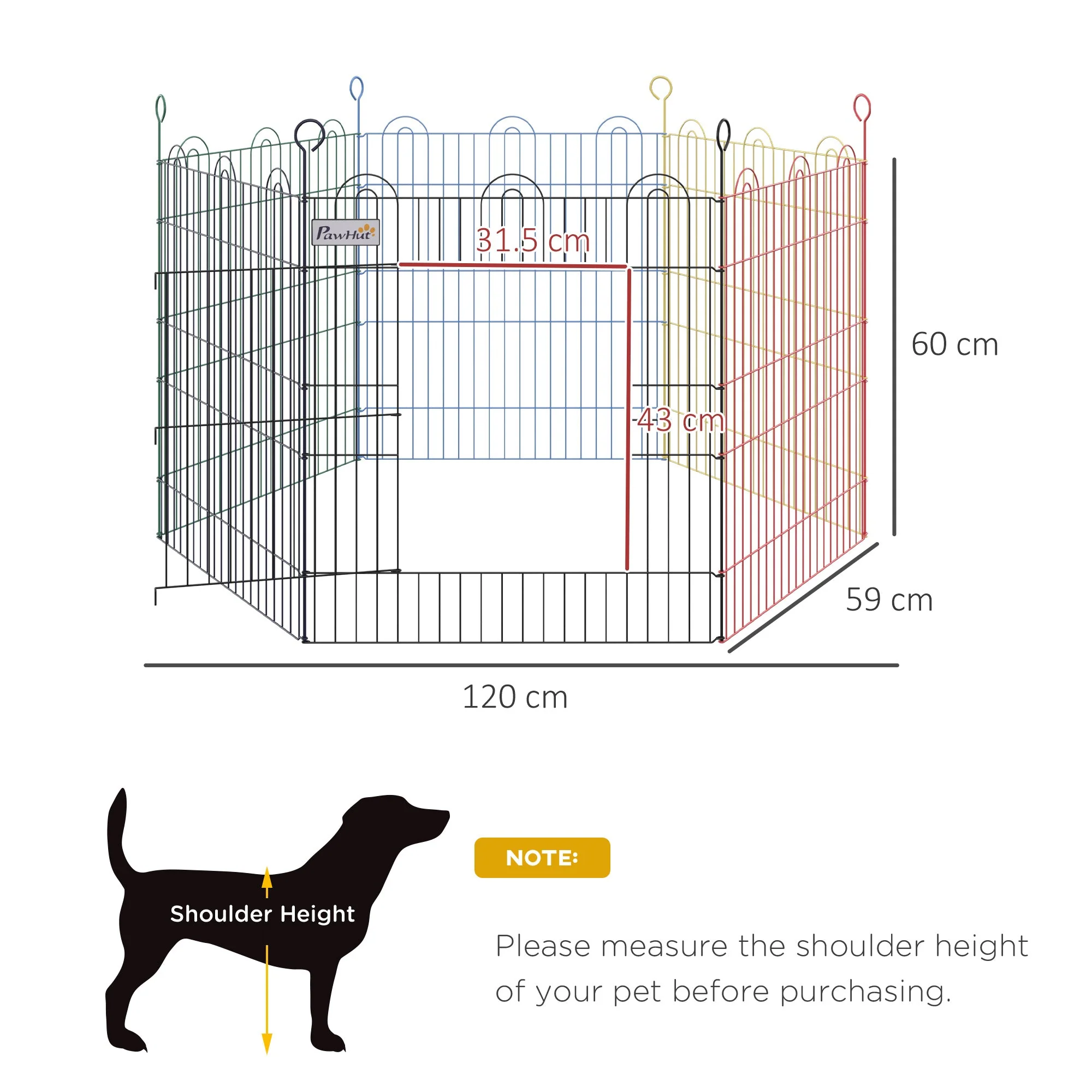 PawHut Foldable Pet Playpen Puppy Pen w/ Door Metal Indoor & Outdoor - Image 4