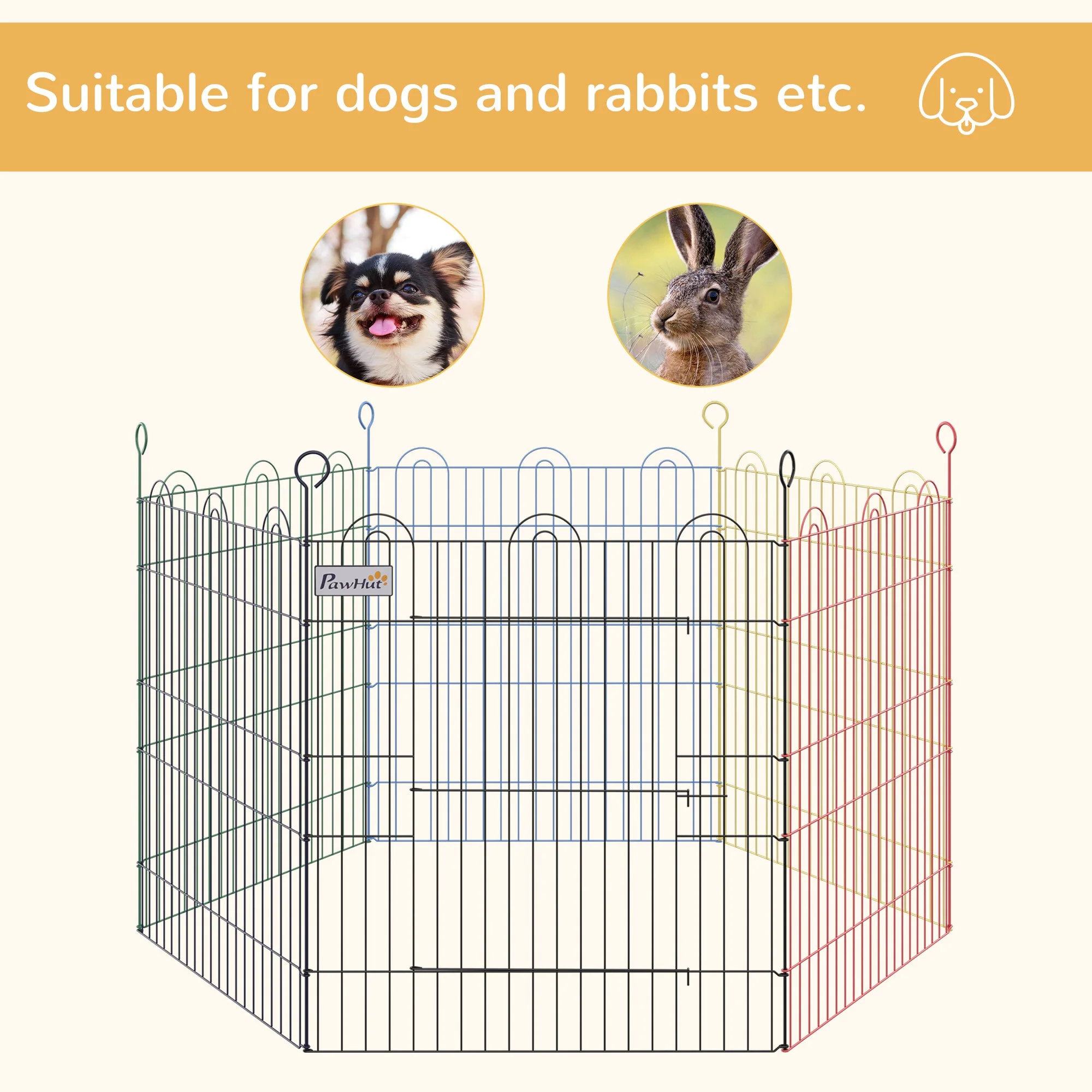 PawHut Foldable Pet Playpen Puppy Pen w/ Door Metal Indoor & Outdoor - Image 8