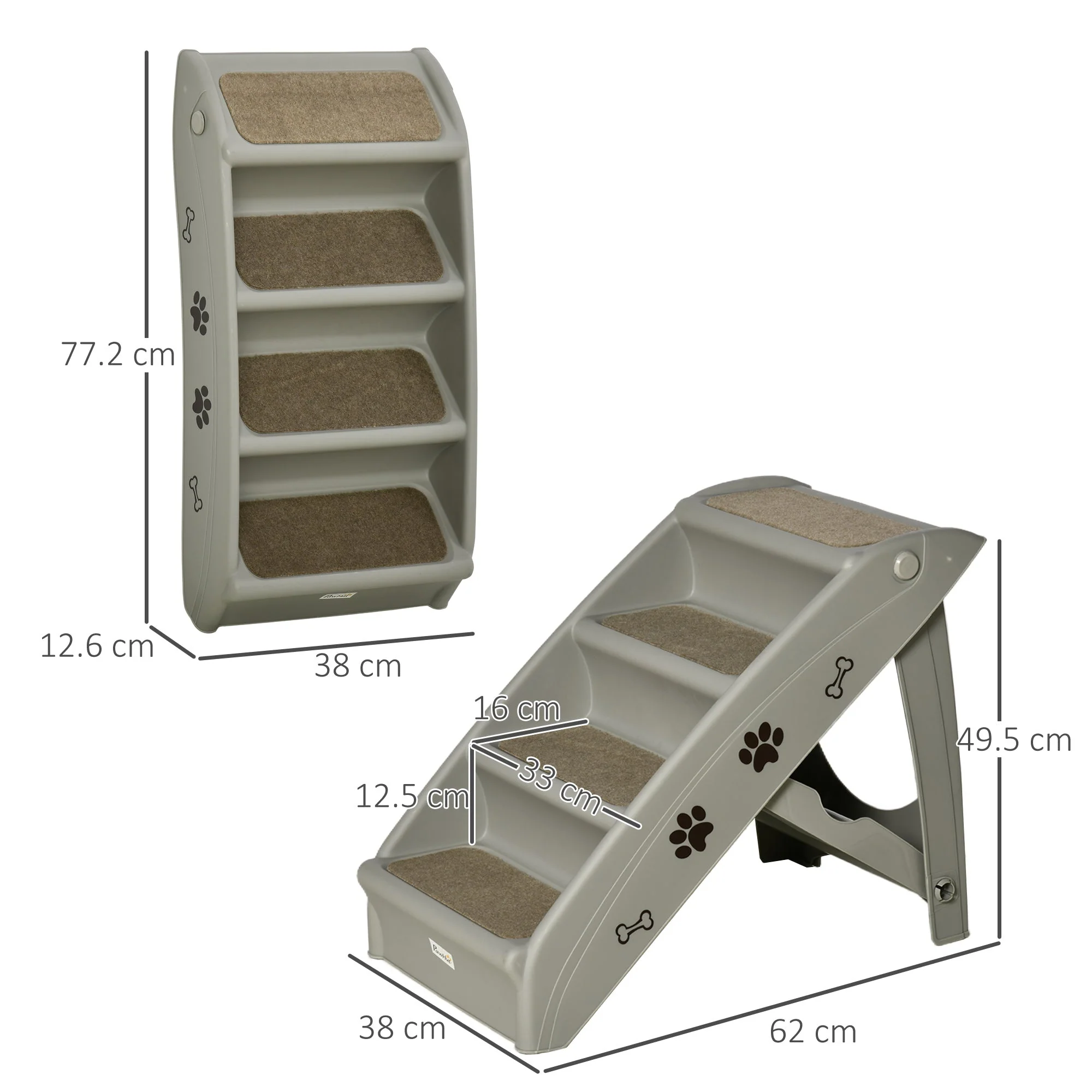 PawHut Foldable Pet Stairs - Image 3