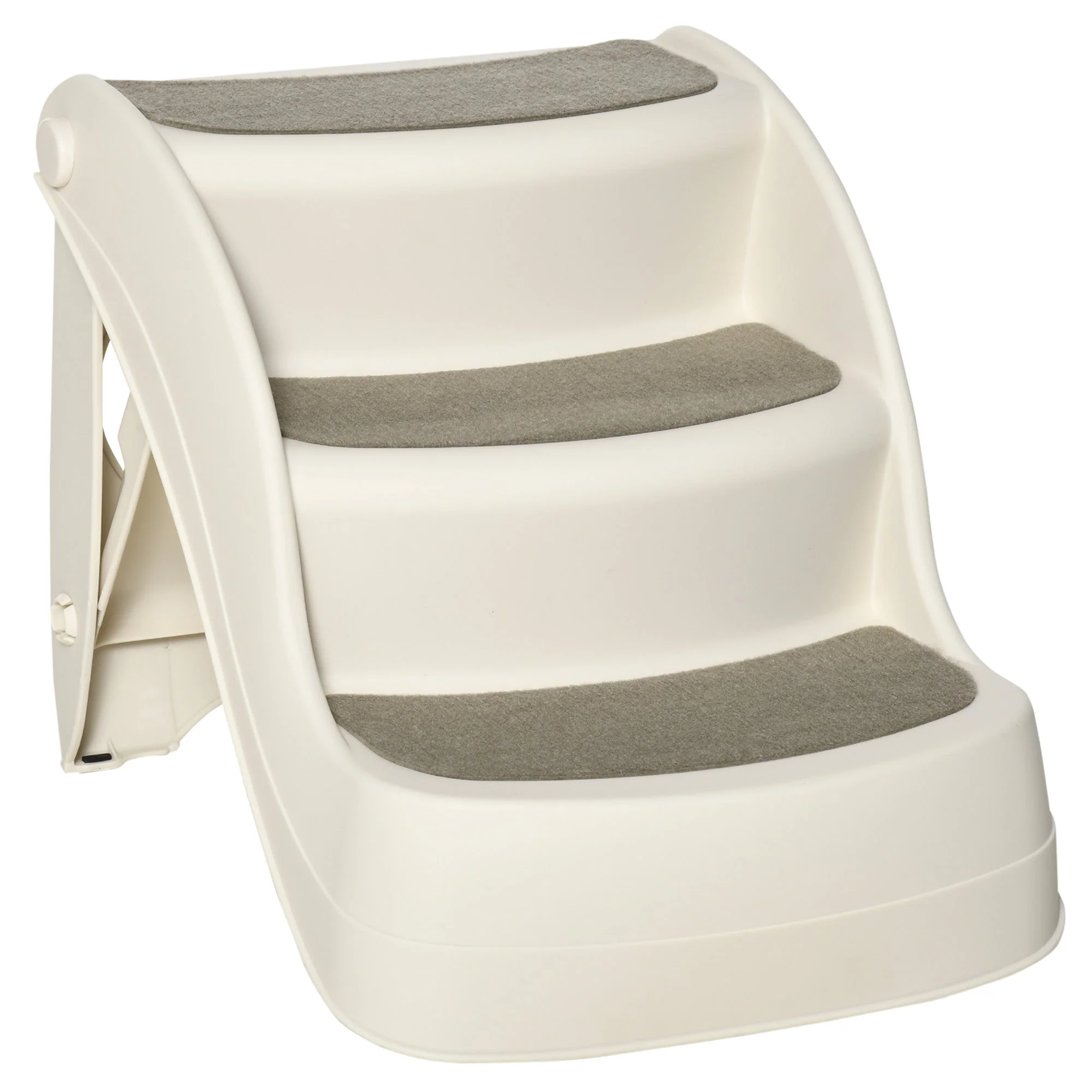 PawHut Foldable Pet Stairs Portable Dog Steps 3-Step Design with Non-slip Mats for High Beds - Image 2