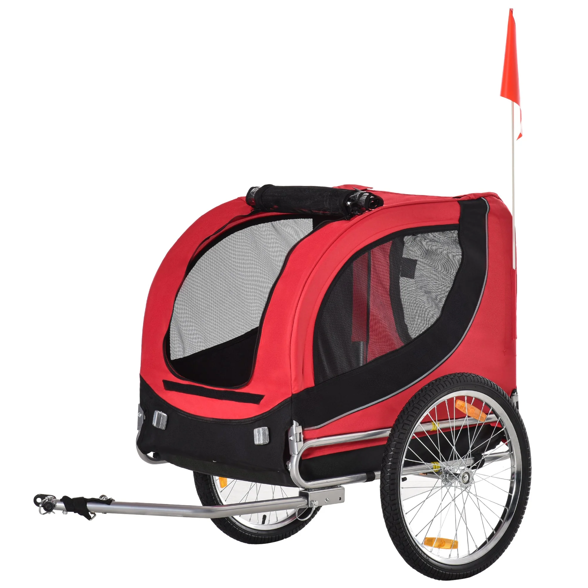 PawHut Folding Bicycle Pet Trailer W/Removable Cover-Red - Image 4
