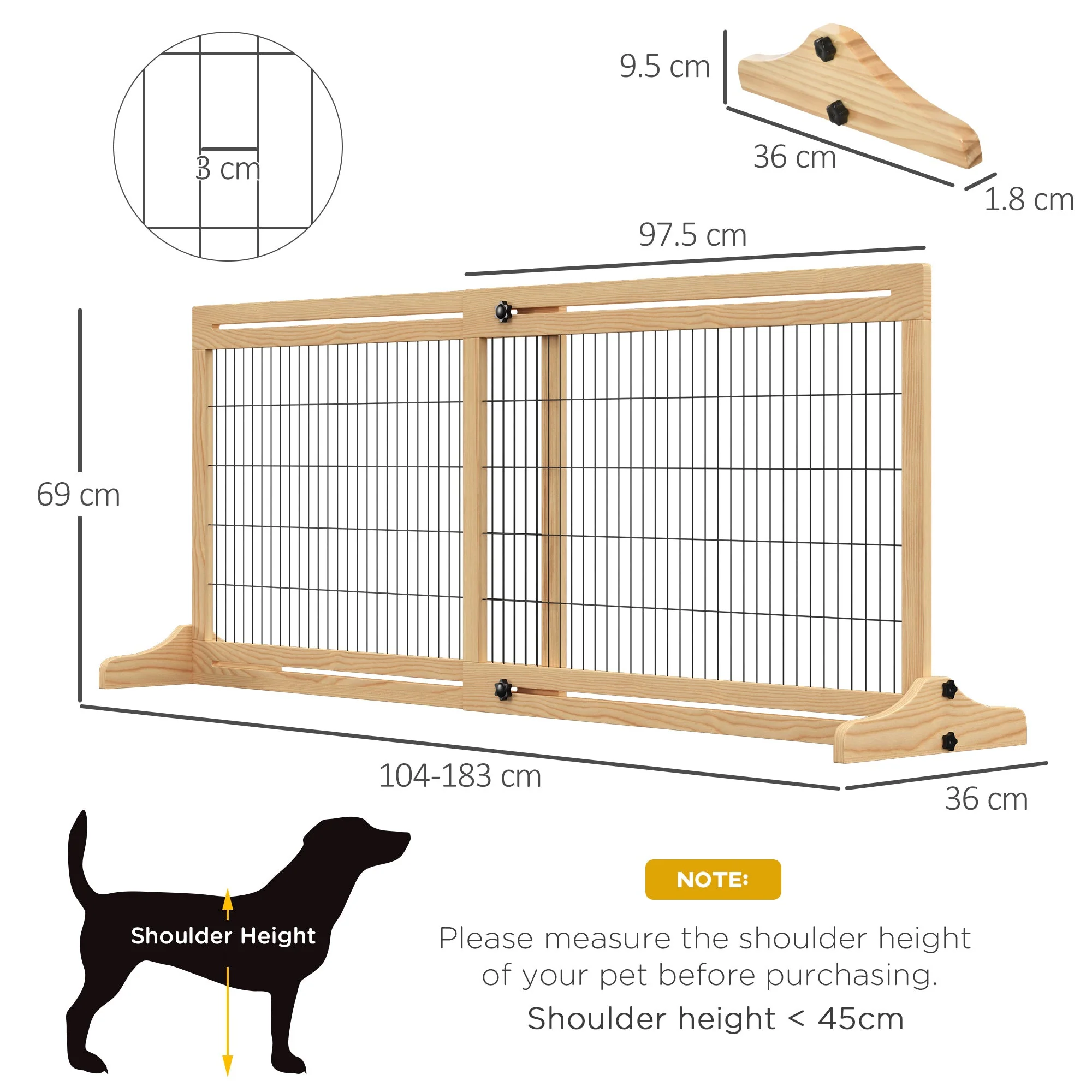 PawHut Freestanding Dog Gate - Image 4