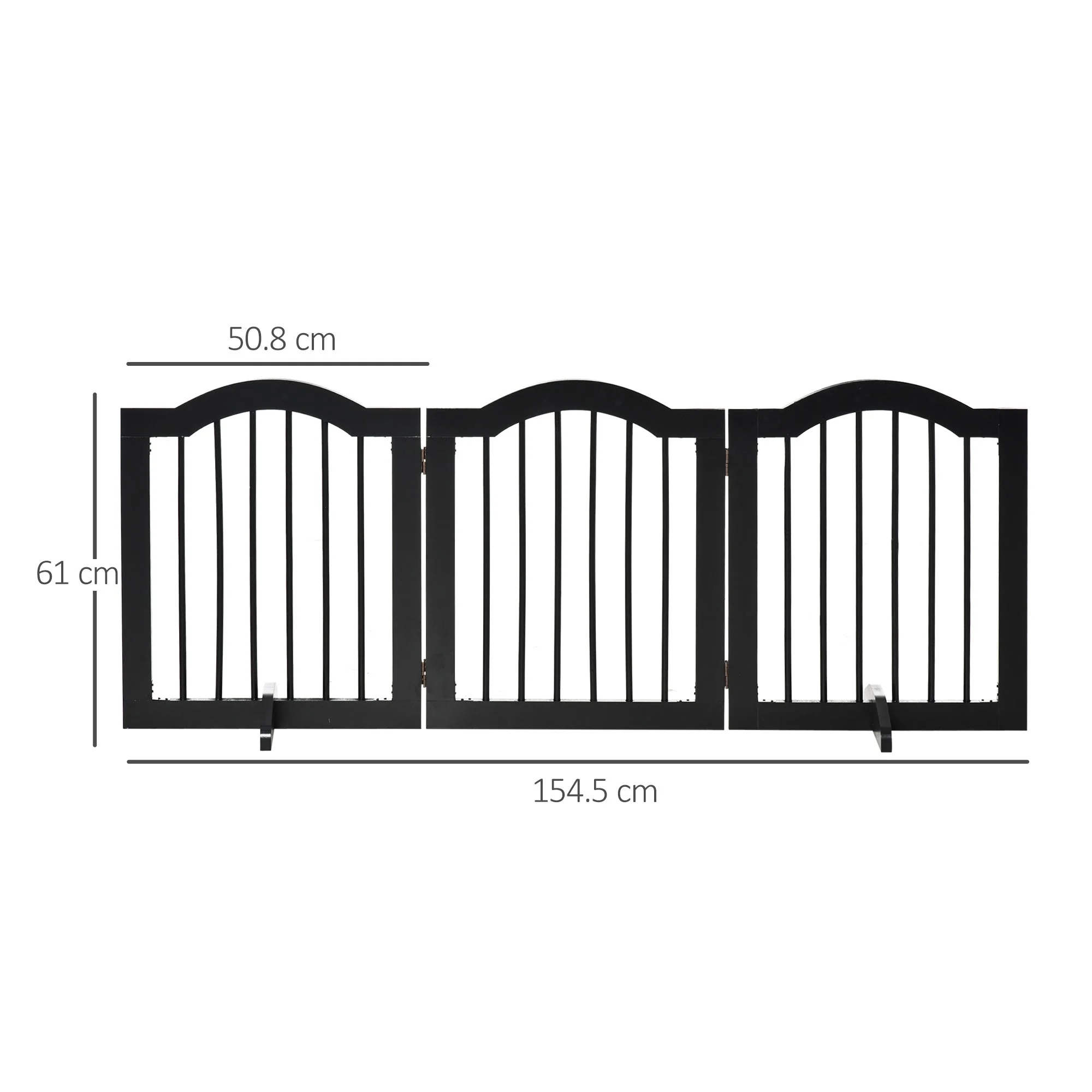 PawHut Freestanding Pet Gate Wooden Dog Gate with Support Feet Foldable Pet Fence Safety Barrier for the House Doorway Stairs Black - Image 5