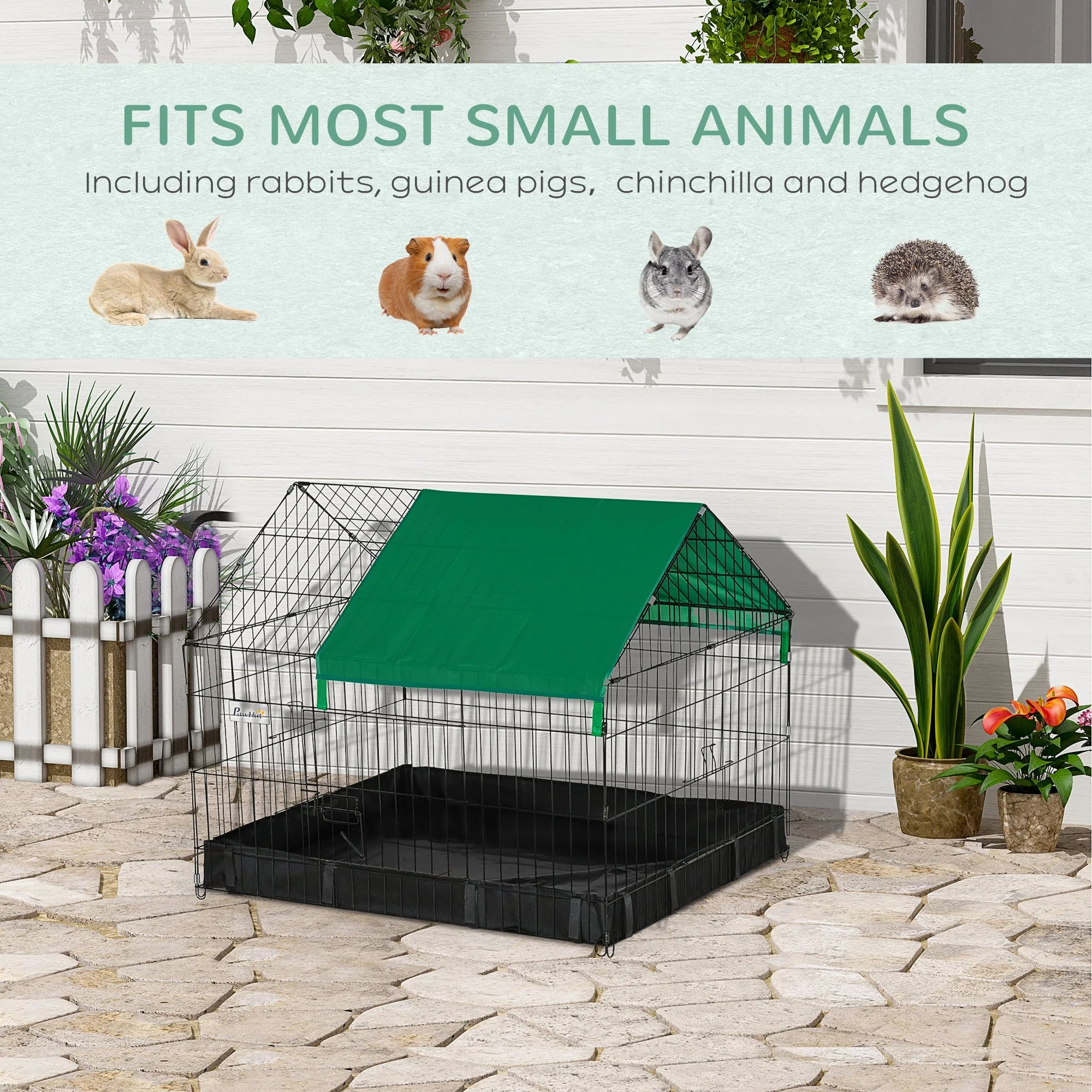 PawHut Guinea Pig Cage Small Animal Habitat Rabbit House - Image 2