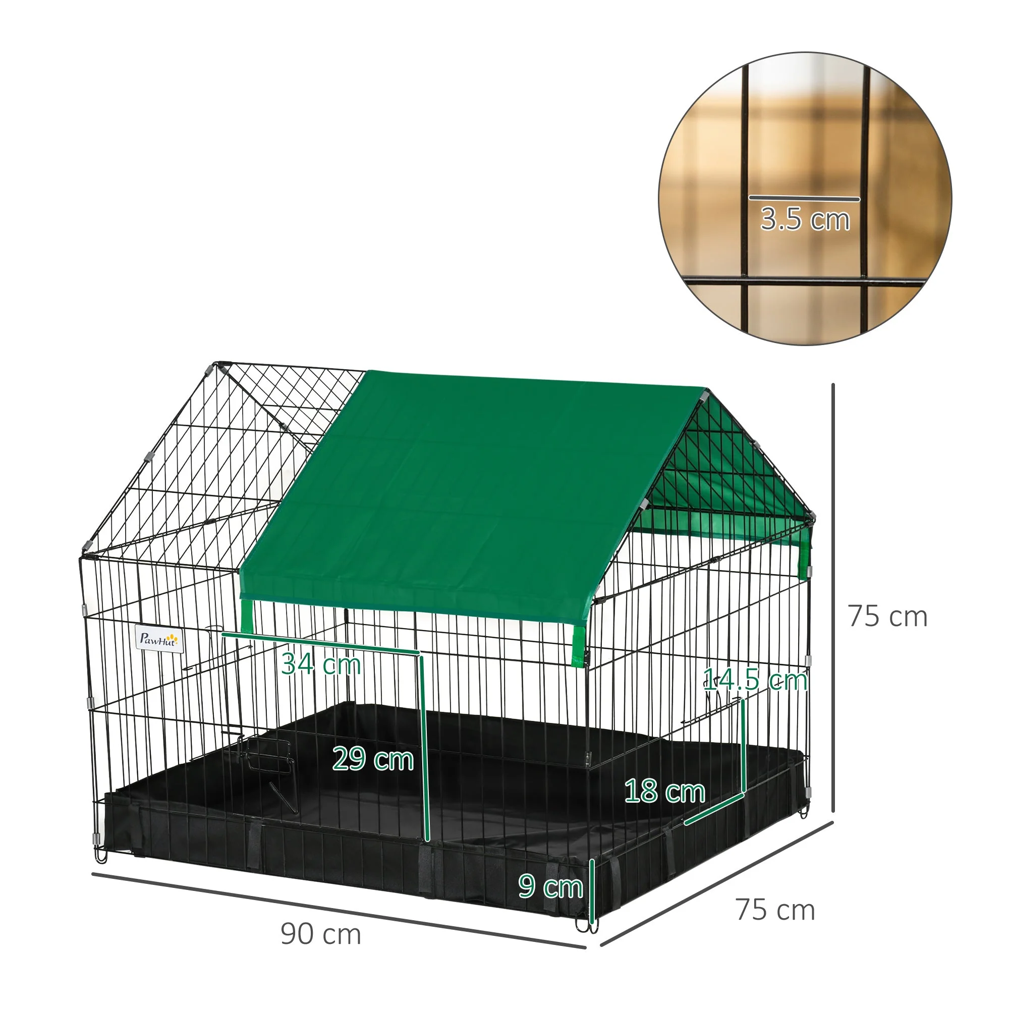 PawHut Guinea Pig Cage Small Animal Habitat Rabbit House - Image 5