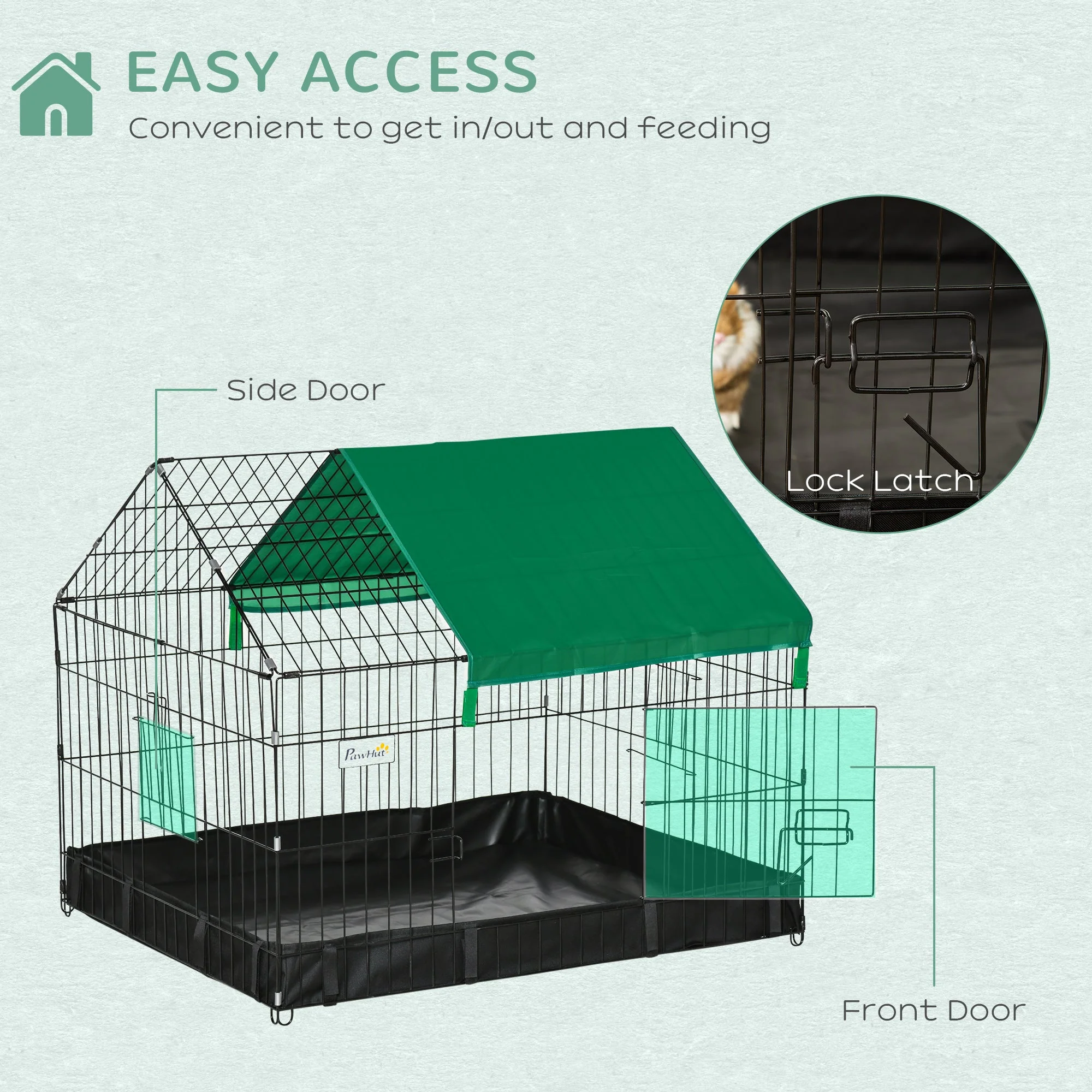 PawHut Guinea Pig Cage Small Animal Habitat Rabbit House - Image 6