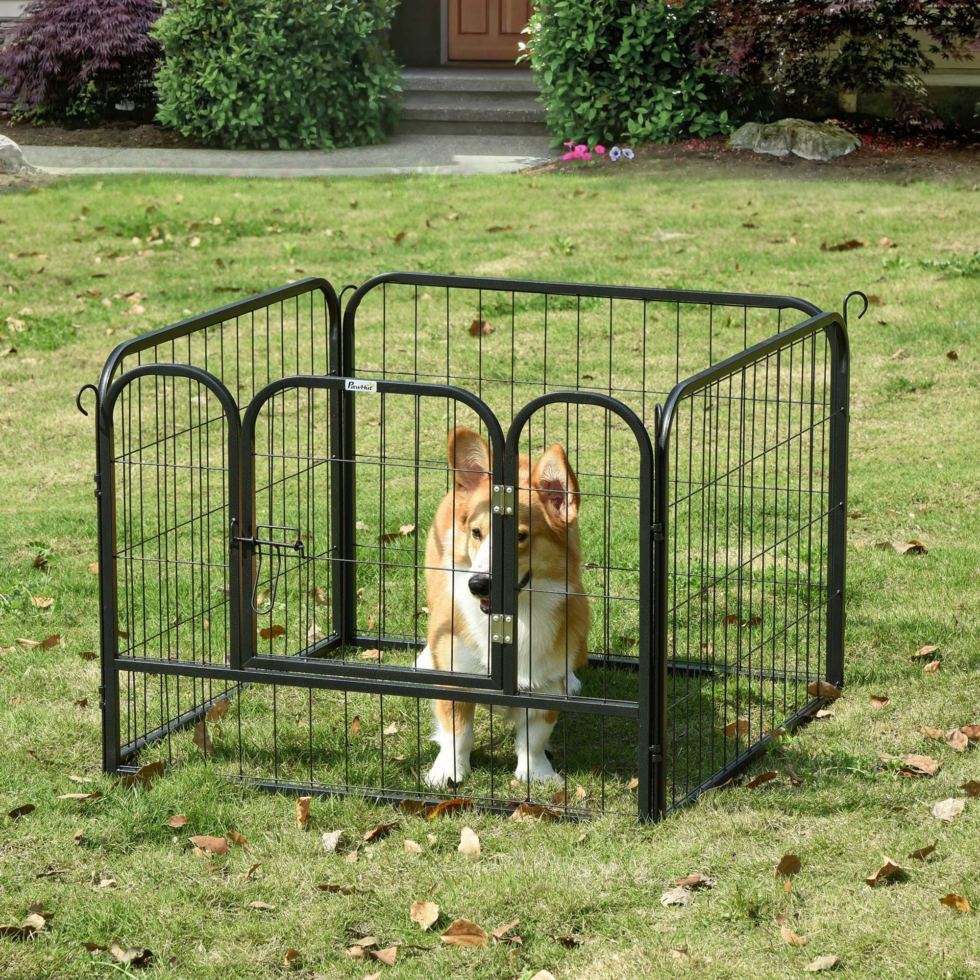 PawHut Heavy Duty Dog Pens Pet Puppy Metal PlayPen 4 Panel Foldable Dog Crate Kennel 82 x 82 x 60 cm - Image 5