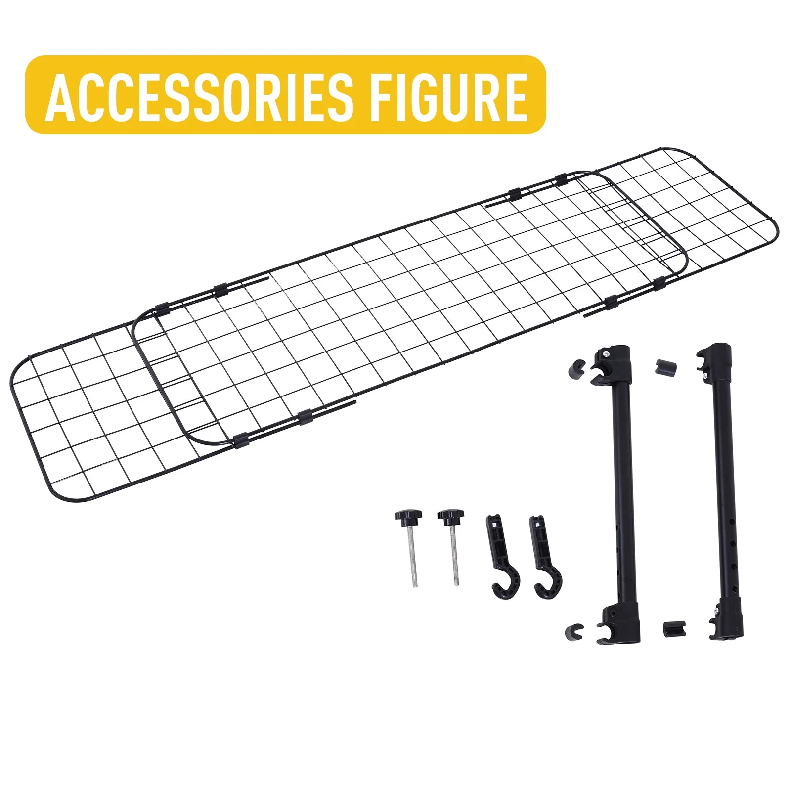 PawHut Heavy Duty Pet Dog Car Barrier Adjustable Ventilated Mesh Wire Guard Auto Vehicle Fence Protector SUVs Black - Image 7