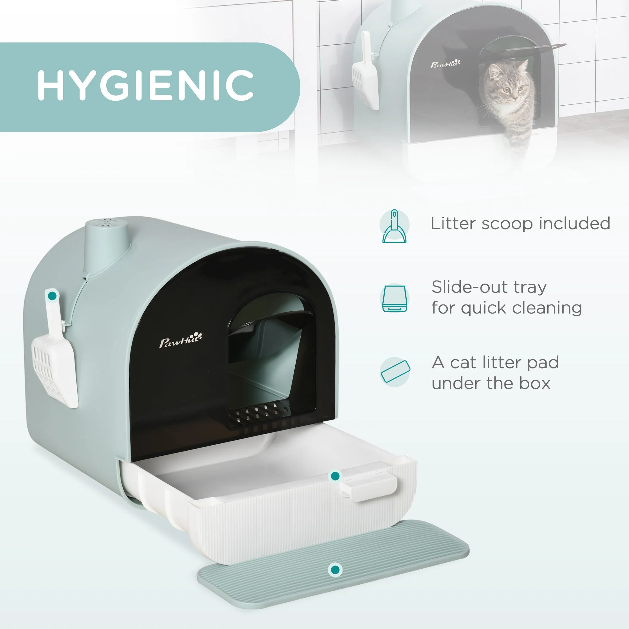 PawHut Hooded Cat Litter Box - Image 4