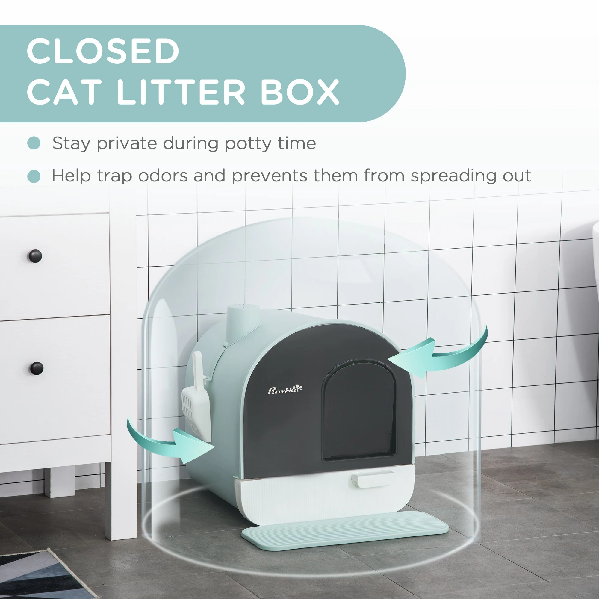 PawHut Hooded Cat Litter Box - Image 5