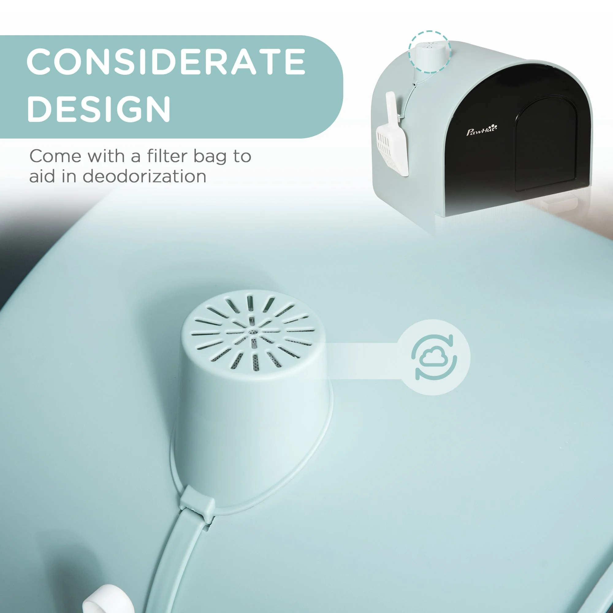 PawHut Hooded Cat Litter Box - Image 6