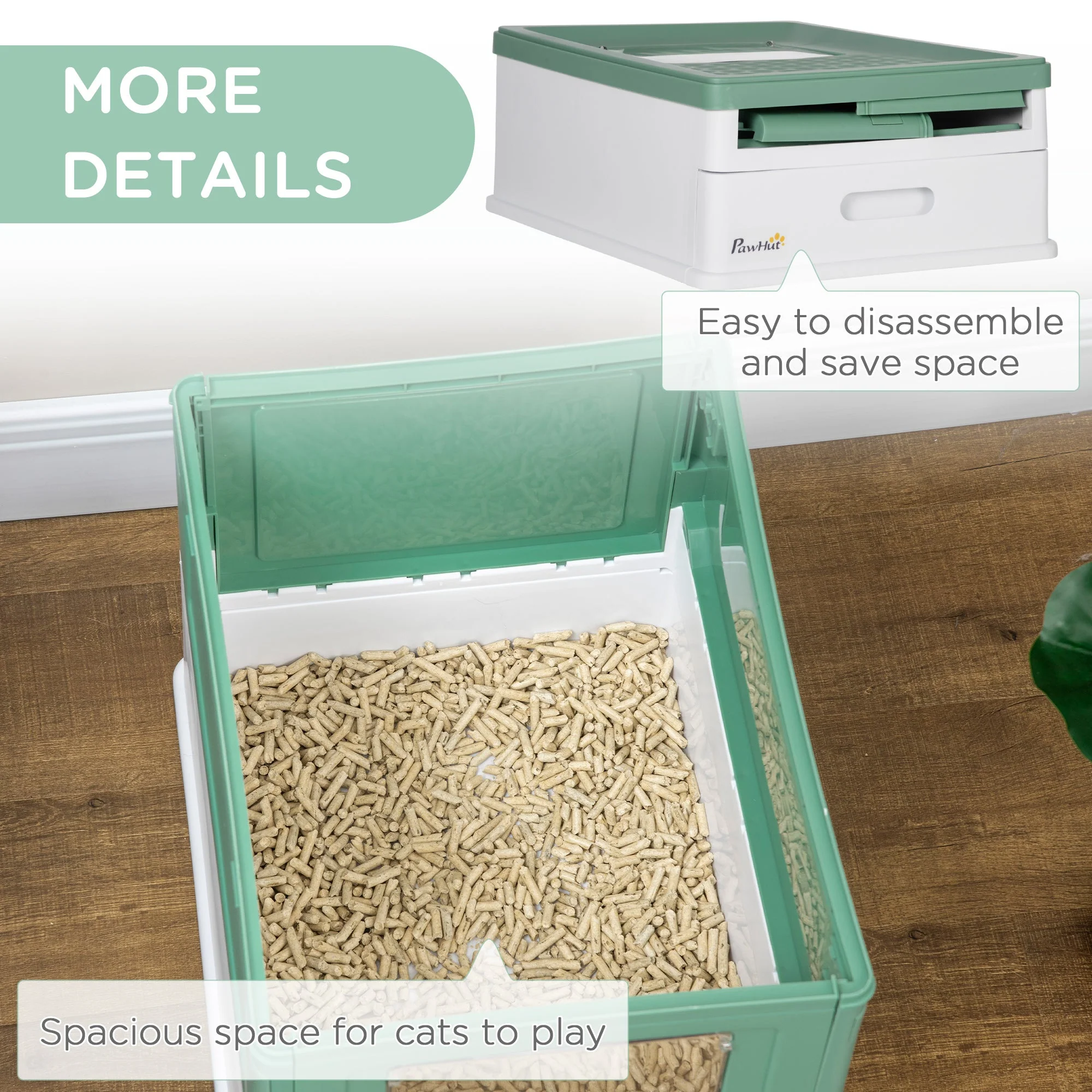 PawHut Hooded Cat Litter Box Scoop Included - Image 7