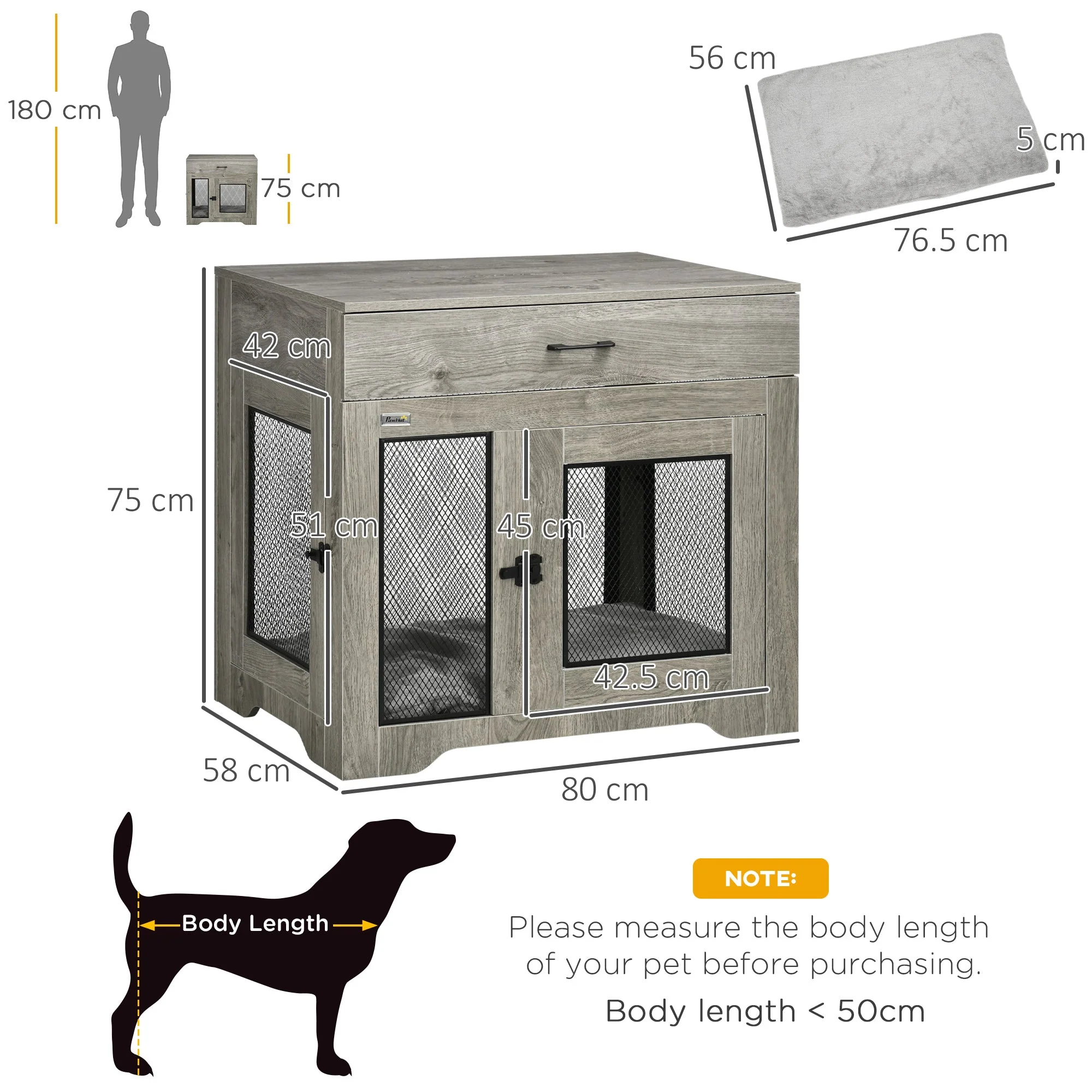 PawHut Indoor Use Dog Crate Furniture with Cushion - Image 4