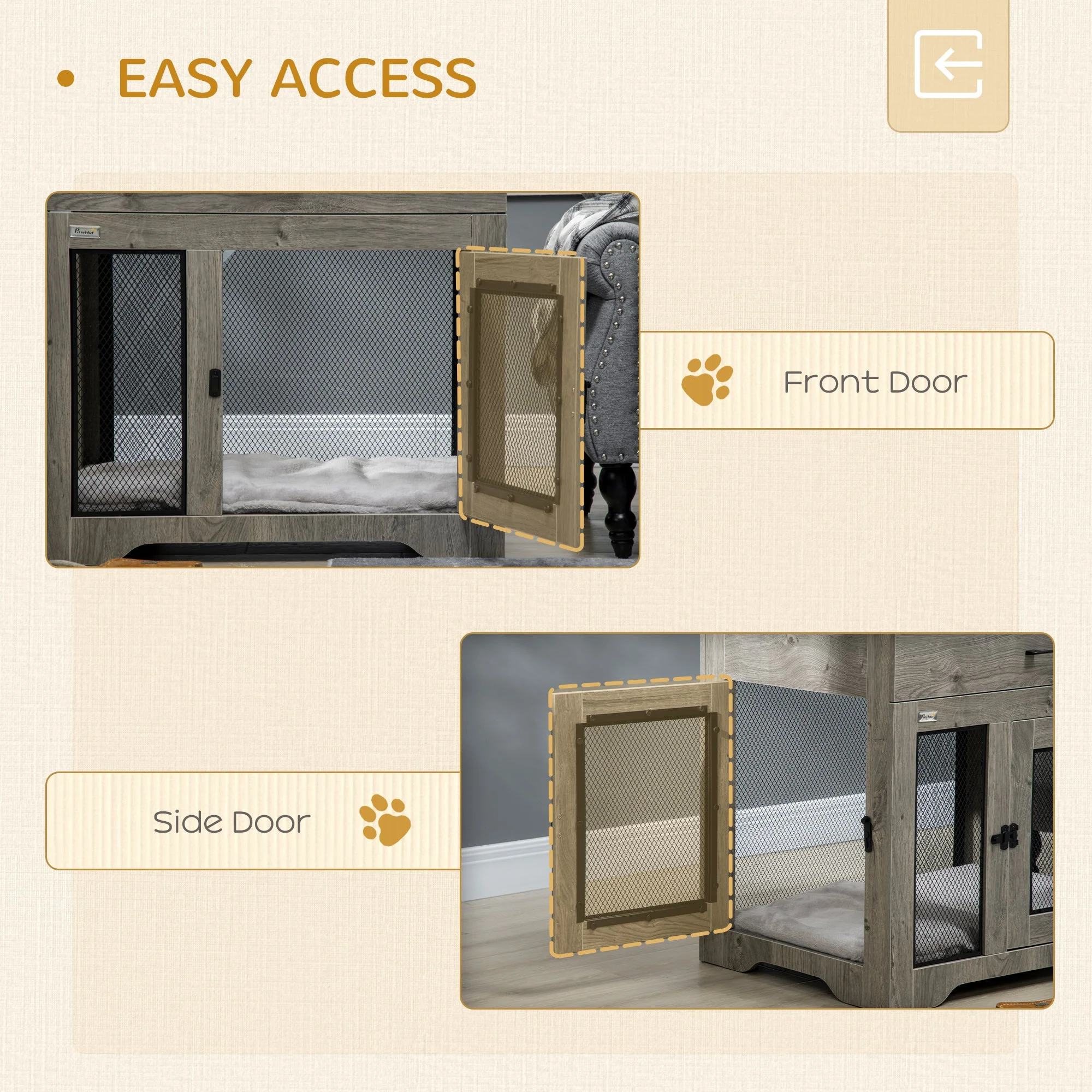 PawHut Indoor Use Dog Crate Furniture with Cushion - Image 5
