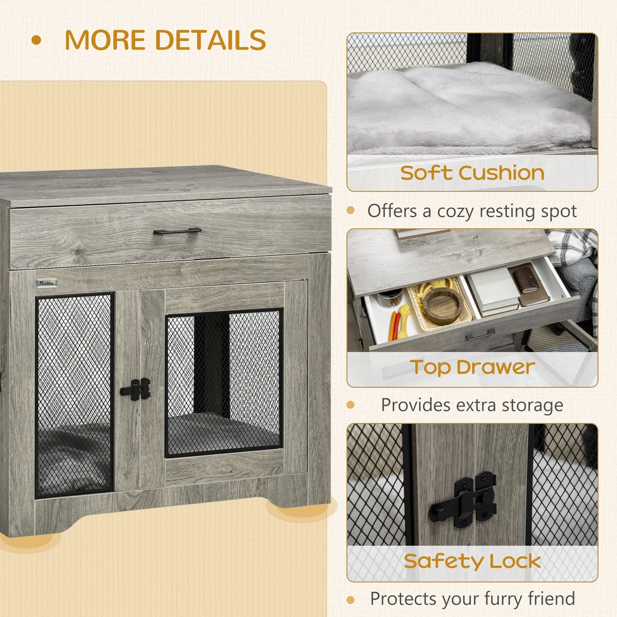 PawHut Indoor Use Dog Crate Furniture with Cushion - Image 6