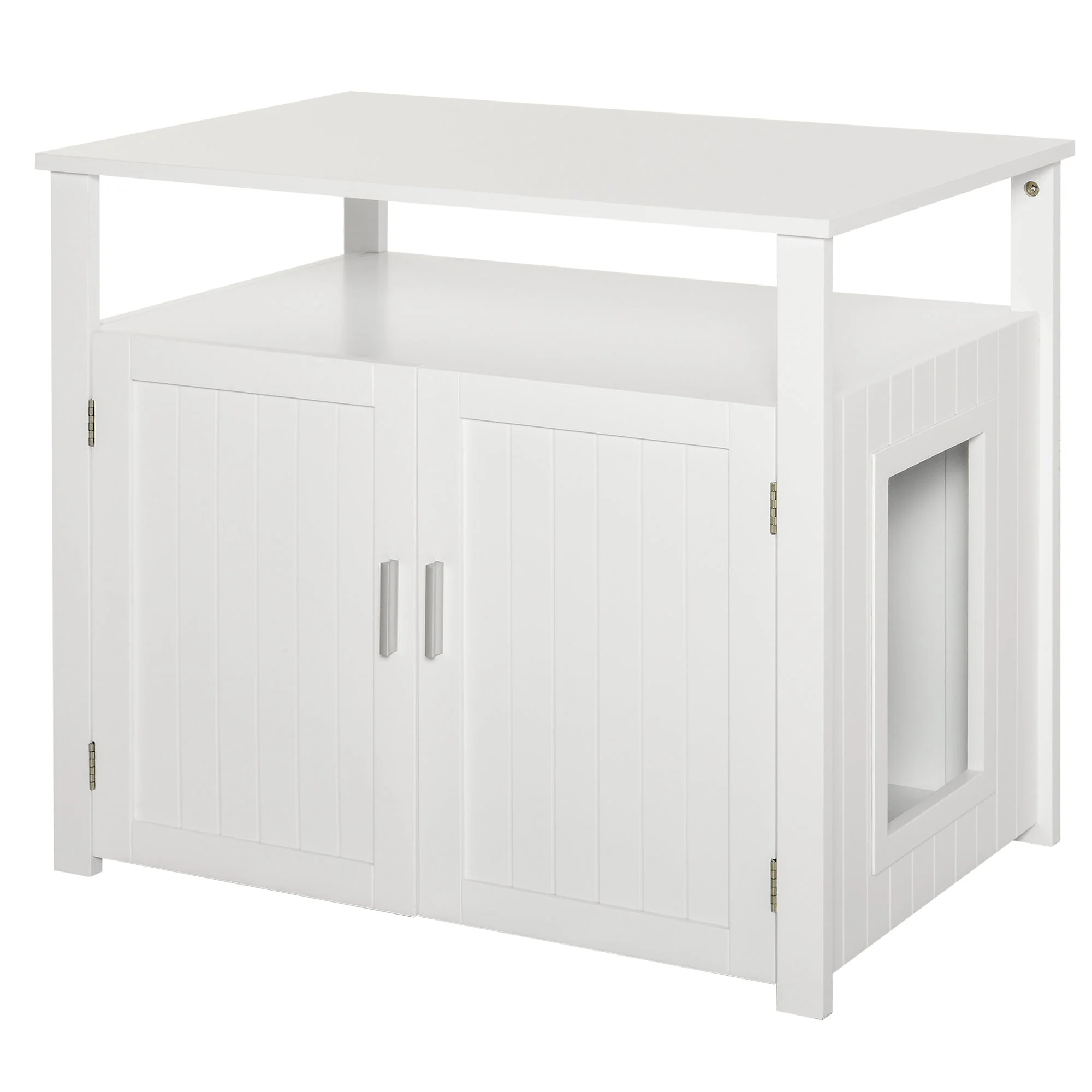 PawHut Inside Tabletop Side Table Cat Box Fixture w/ Magnetic Closing Door - Image 2