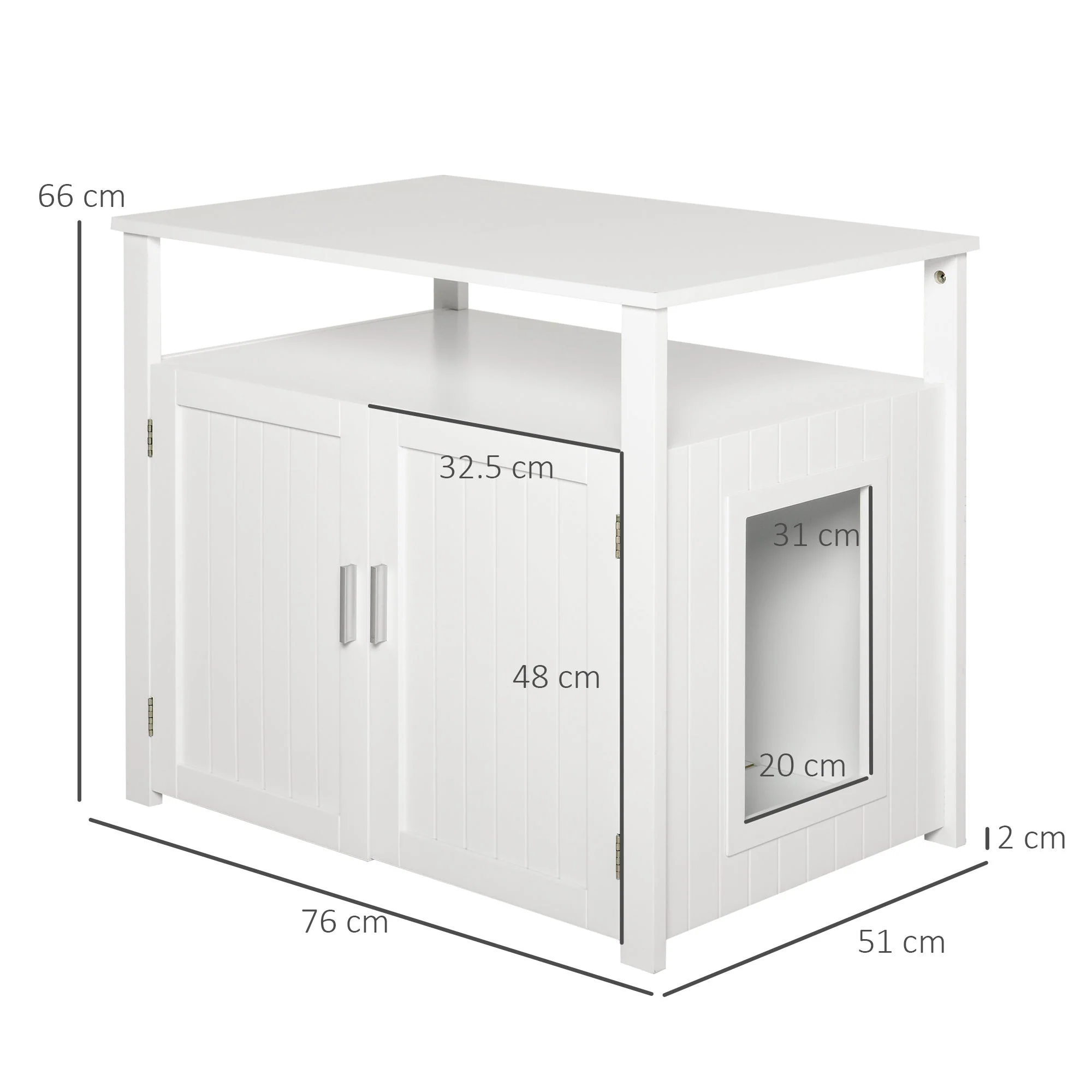 PawHut Inside Tabletop Side Table Cat Box Fixture w/ Magnetic Closing Door - Image 3