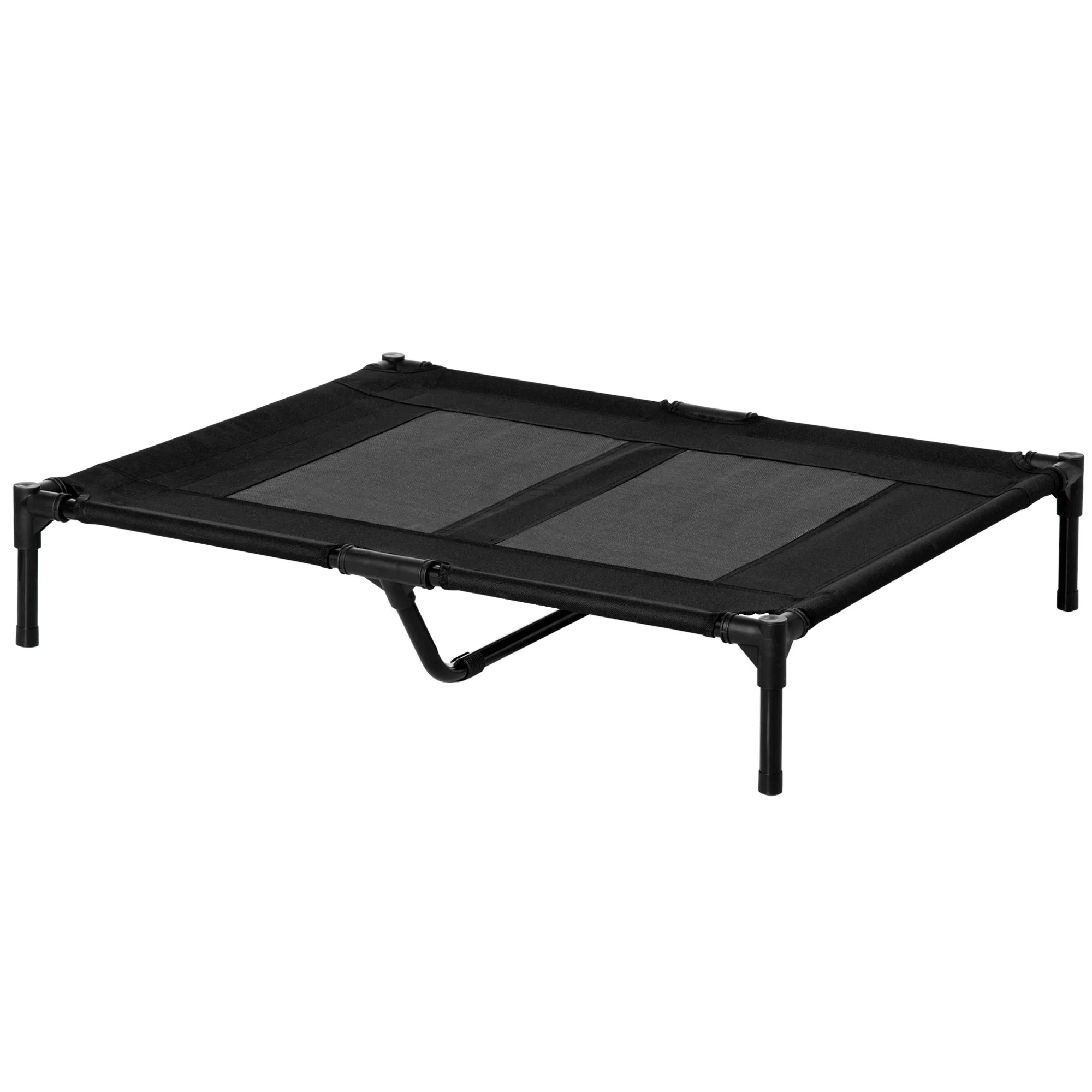 PawHut Large Raised Dog Bed Cat Elevated Lifted Cooling Portable Camping Basket Outdoor Indoor Mesh Pet Cot Metal Frame Black - Image 2