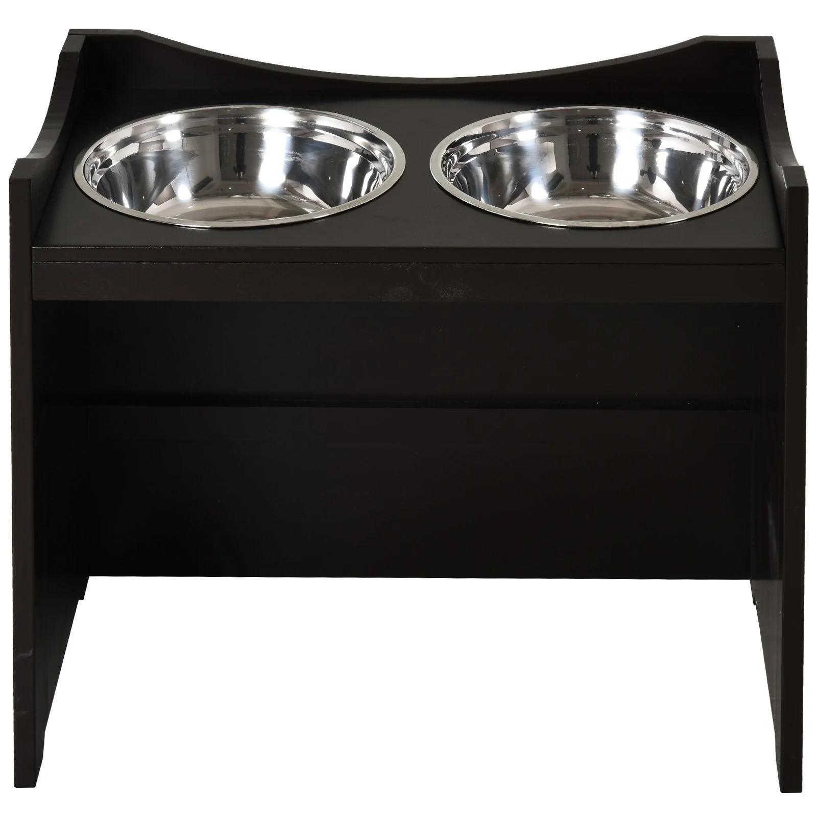 PawHut Medium-density fibreboard Elevated Duo Pet Bowl Feeder Brown - Image 8