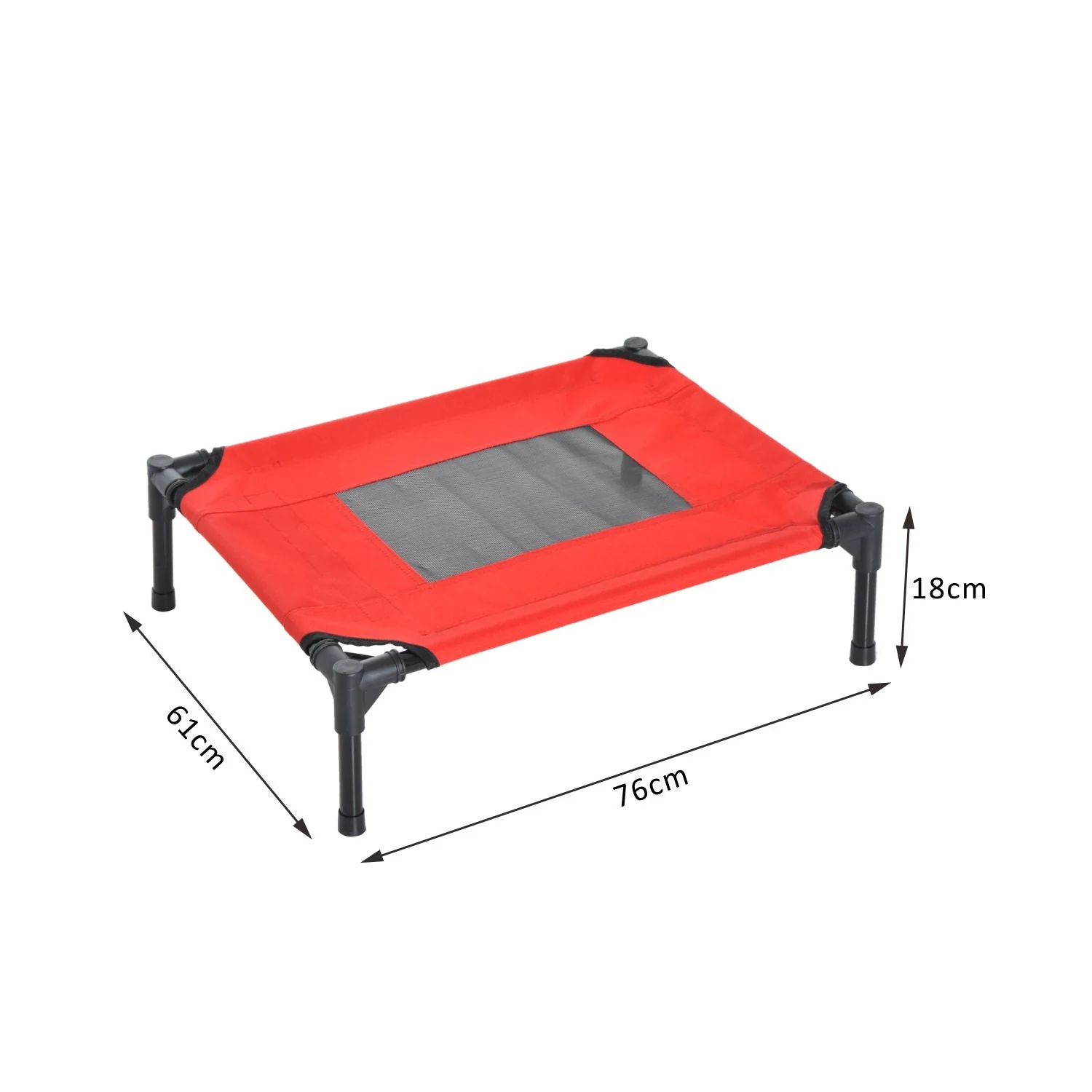 Pawhut Medium Elevated Pet Bed 76Lx61Wx18H cm-Black/Red - Image 2