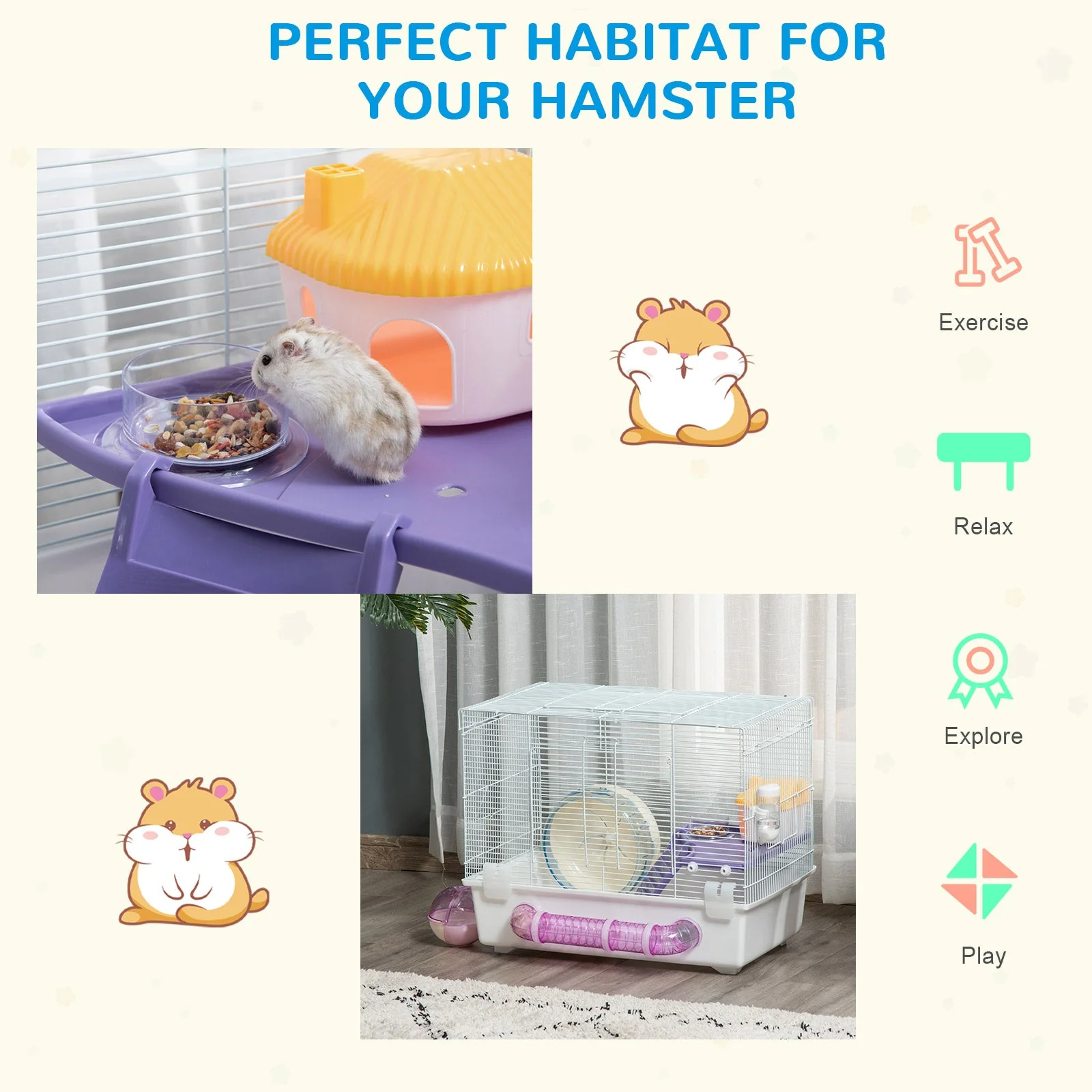 PawHut Multi-storey Hamster Cage - Image 3