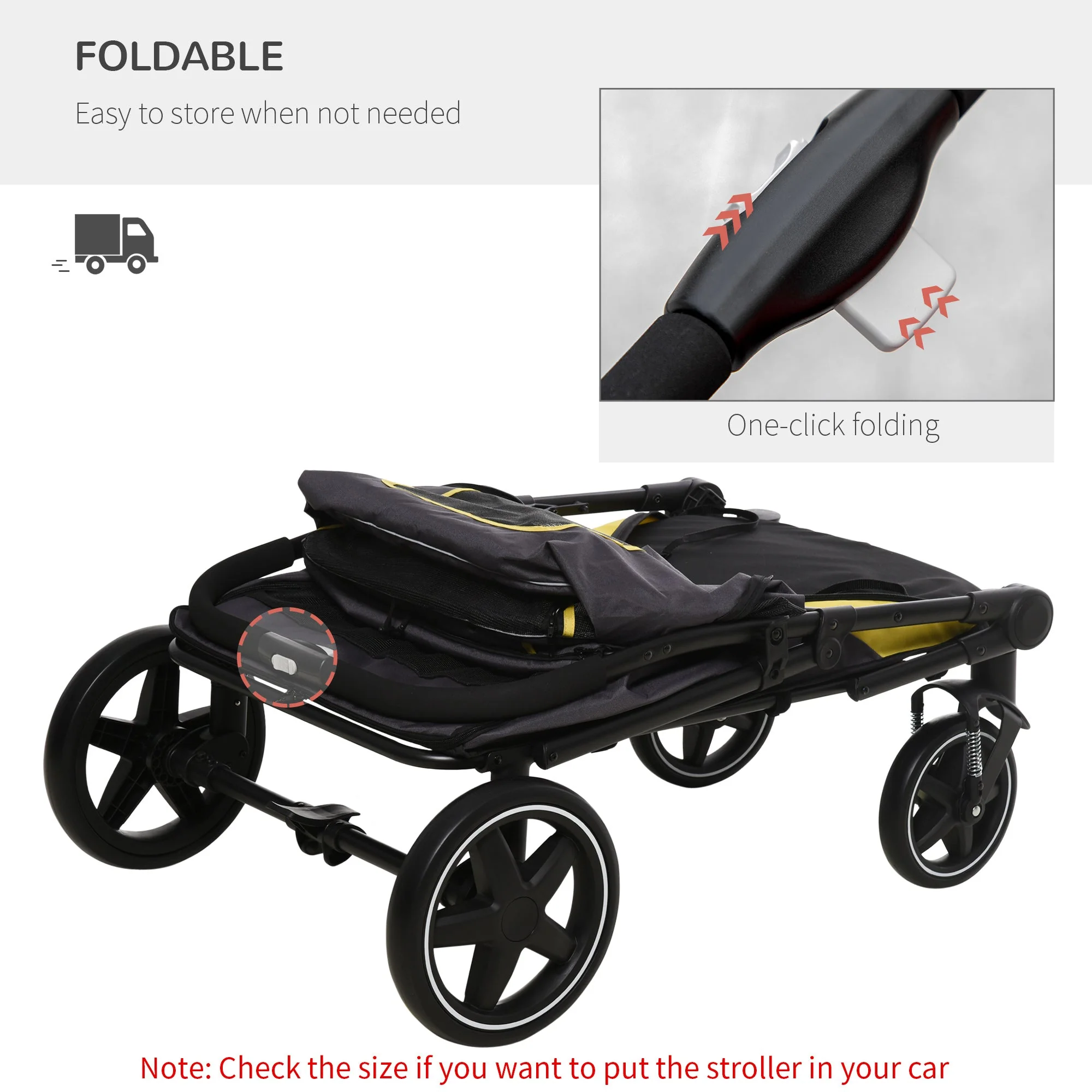 PawHut One-Click Foldable Pet Stroller - Image 2