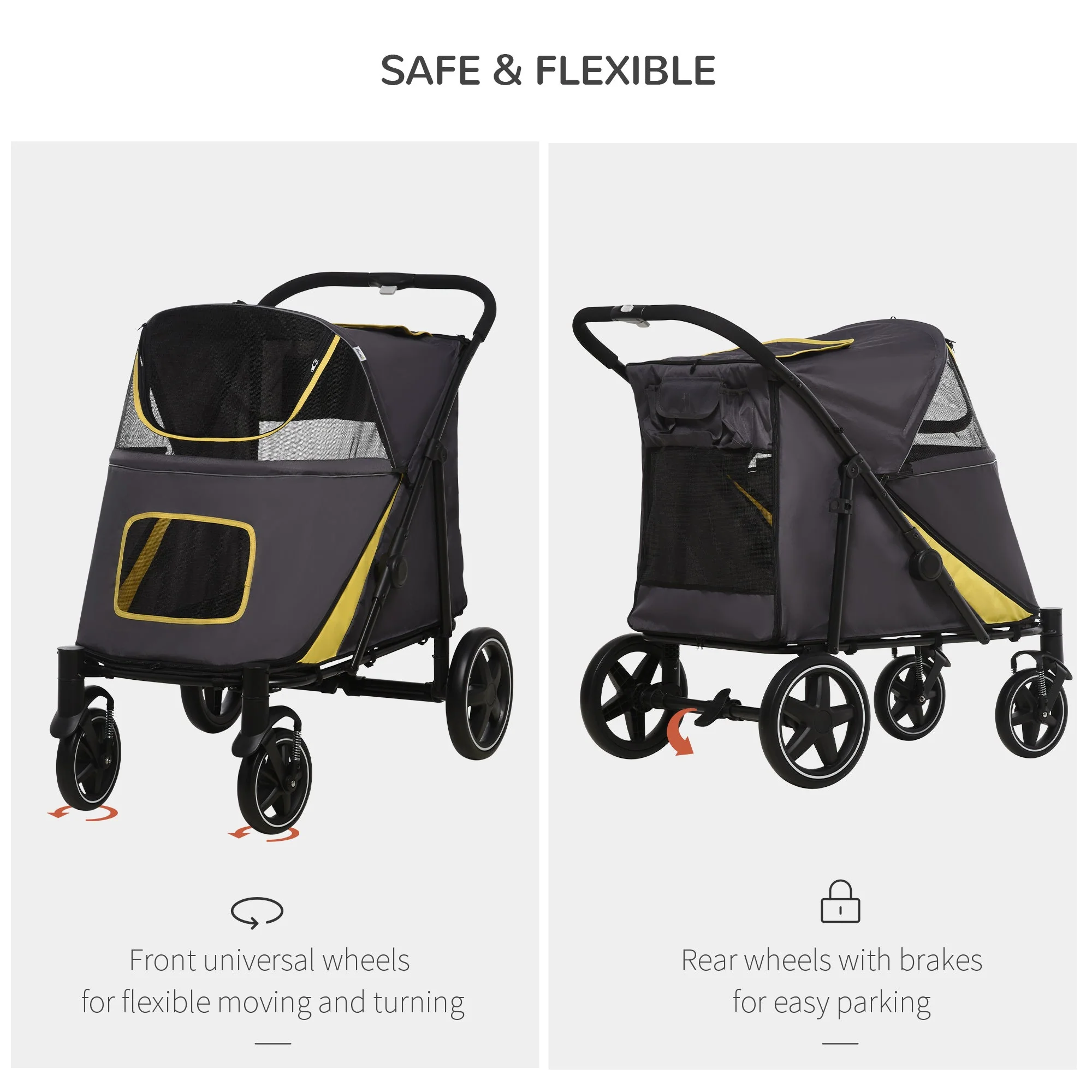 PawHut One-Click Foldable Pet Stroller - Image 3