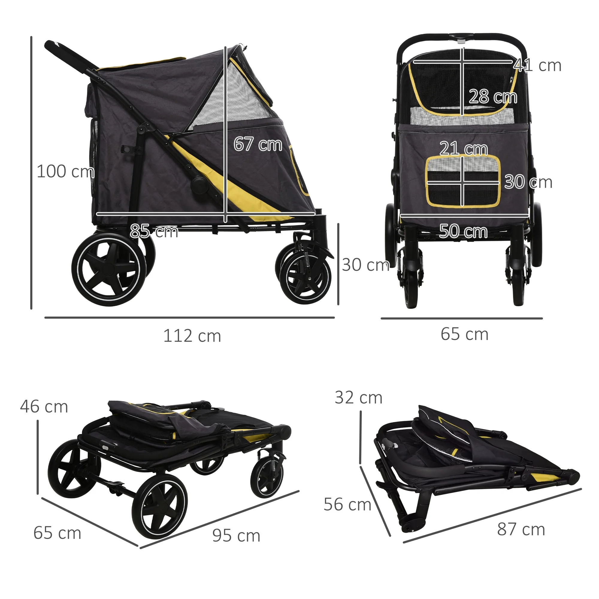 PawHut One-Click Foldable Pet Stroller - Image 6