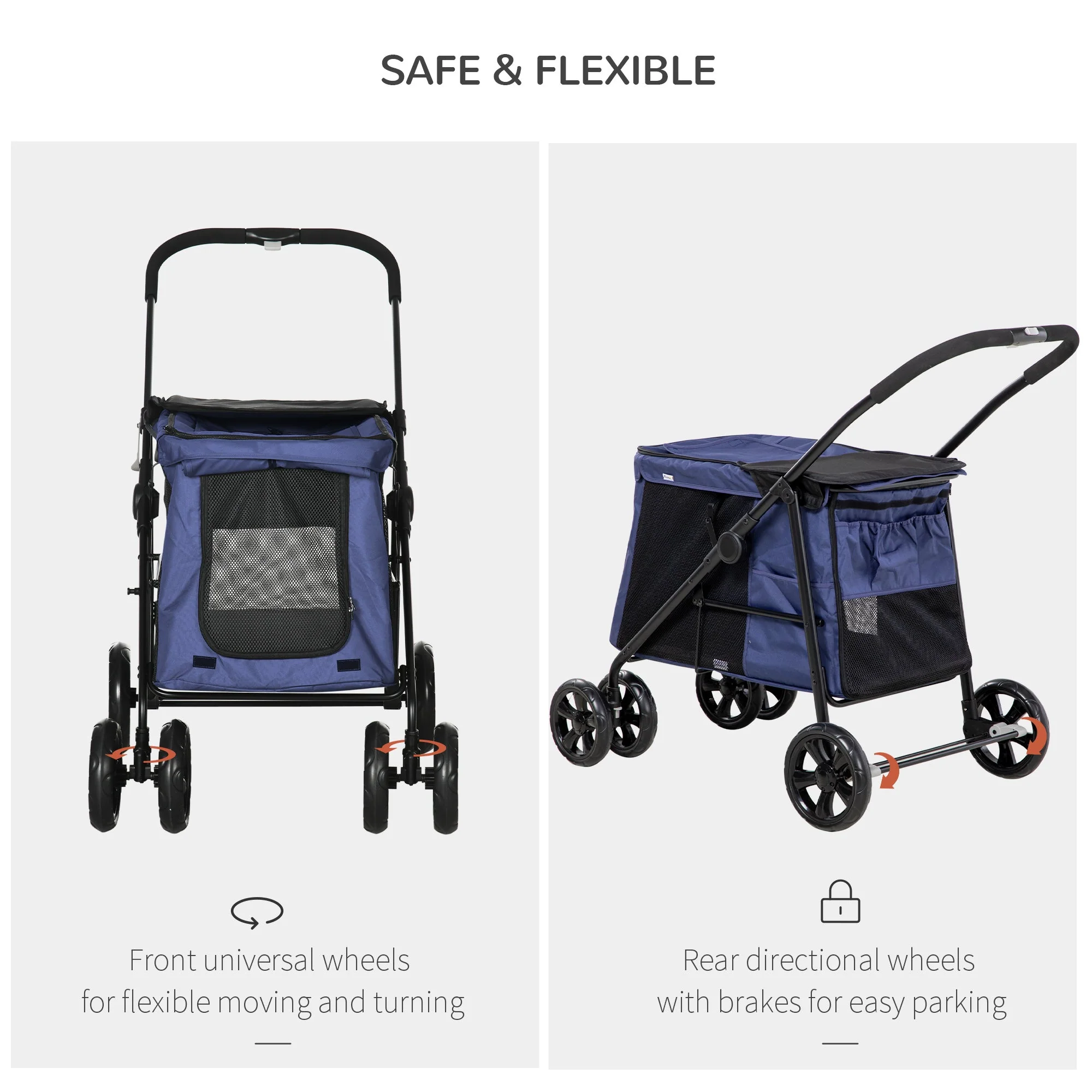 PawHut One-Click Foldable Pet Stroller - Image 6