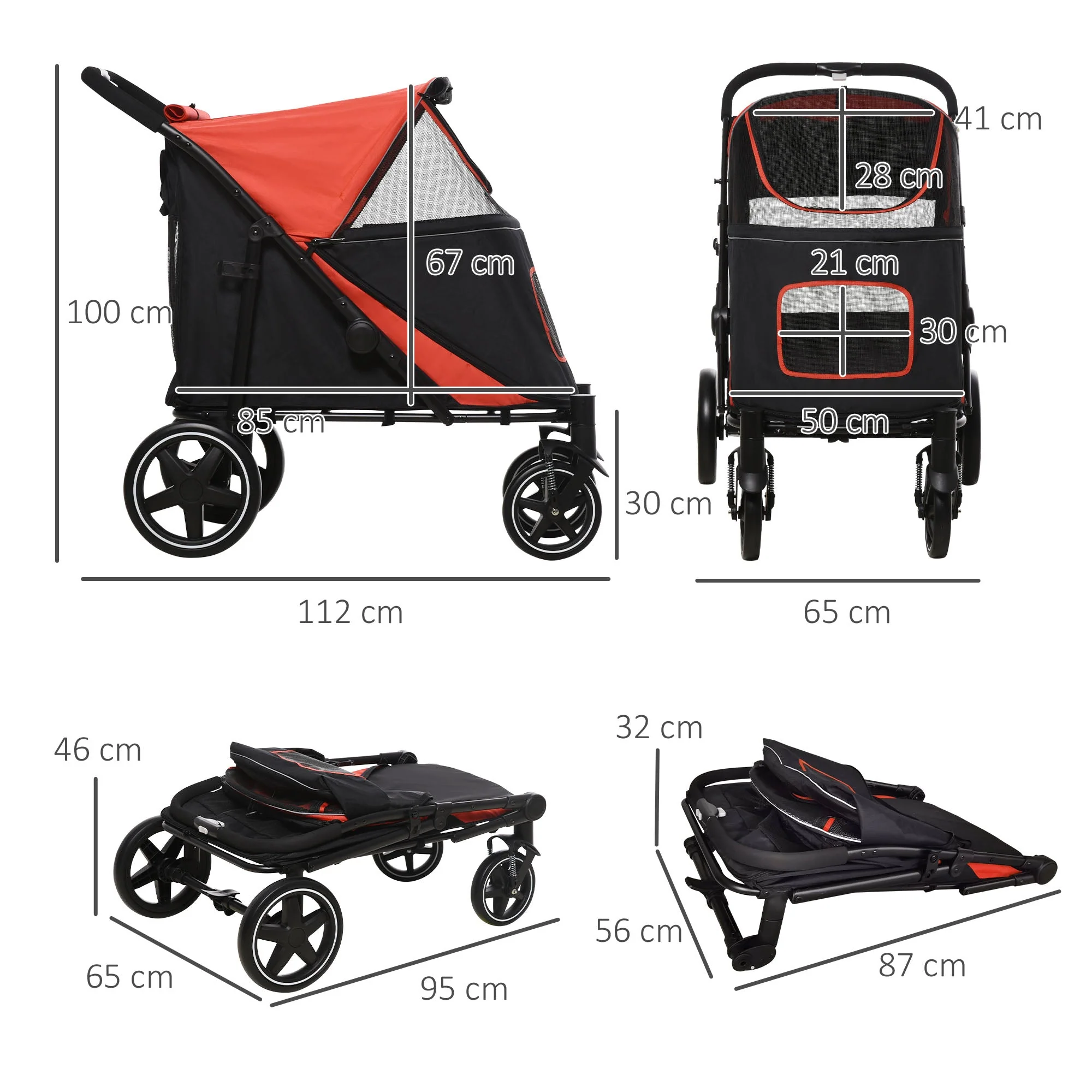 PawHut One-Click Foldable Pet Stroller - Image 2