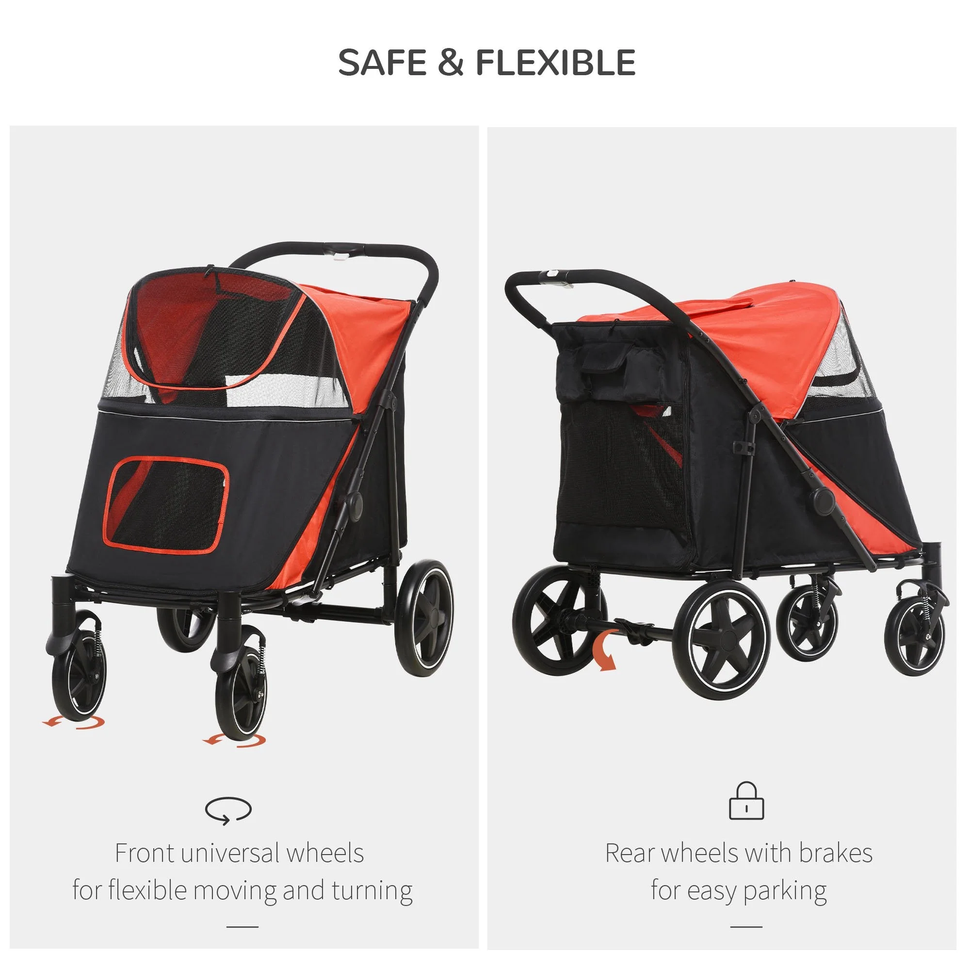 PawHut One-Click Foldable Pet Stroller - Image 6
