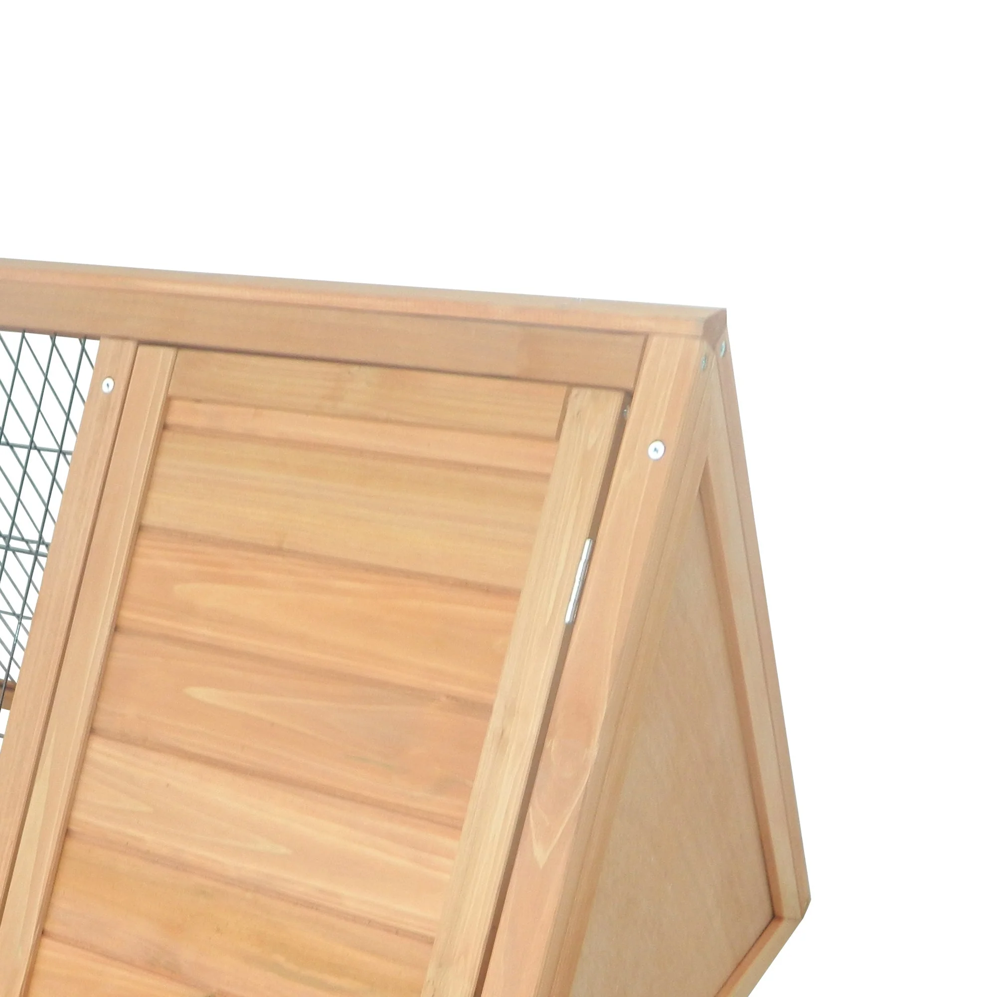 PawHut Outside Wooden Rabbit Hutch w/ Outside Area - Yellow - Image 5