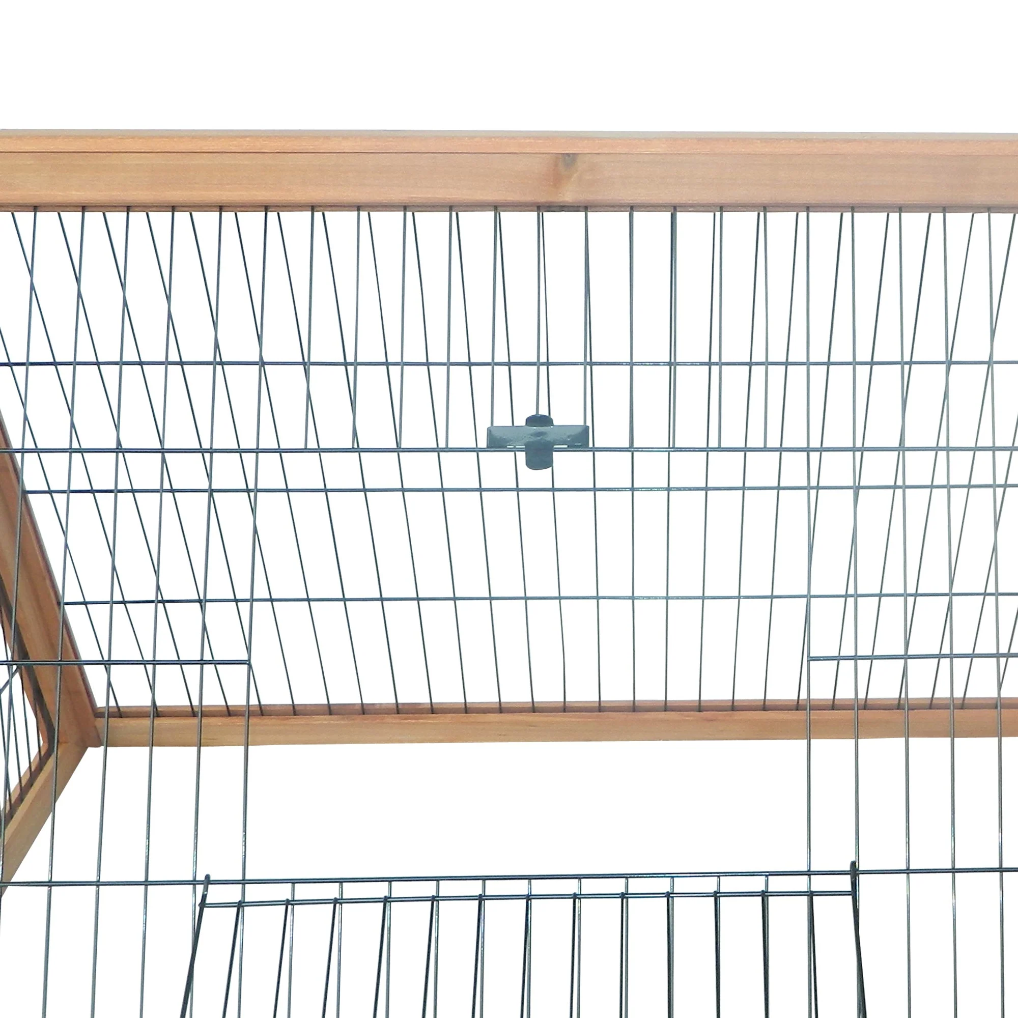 PawHut Outside Wooden Rabbit Hutch w/ Outside Area - Yellow - Image 9
