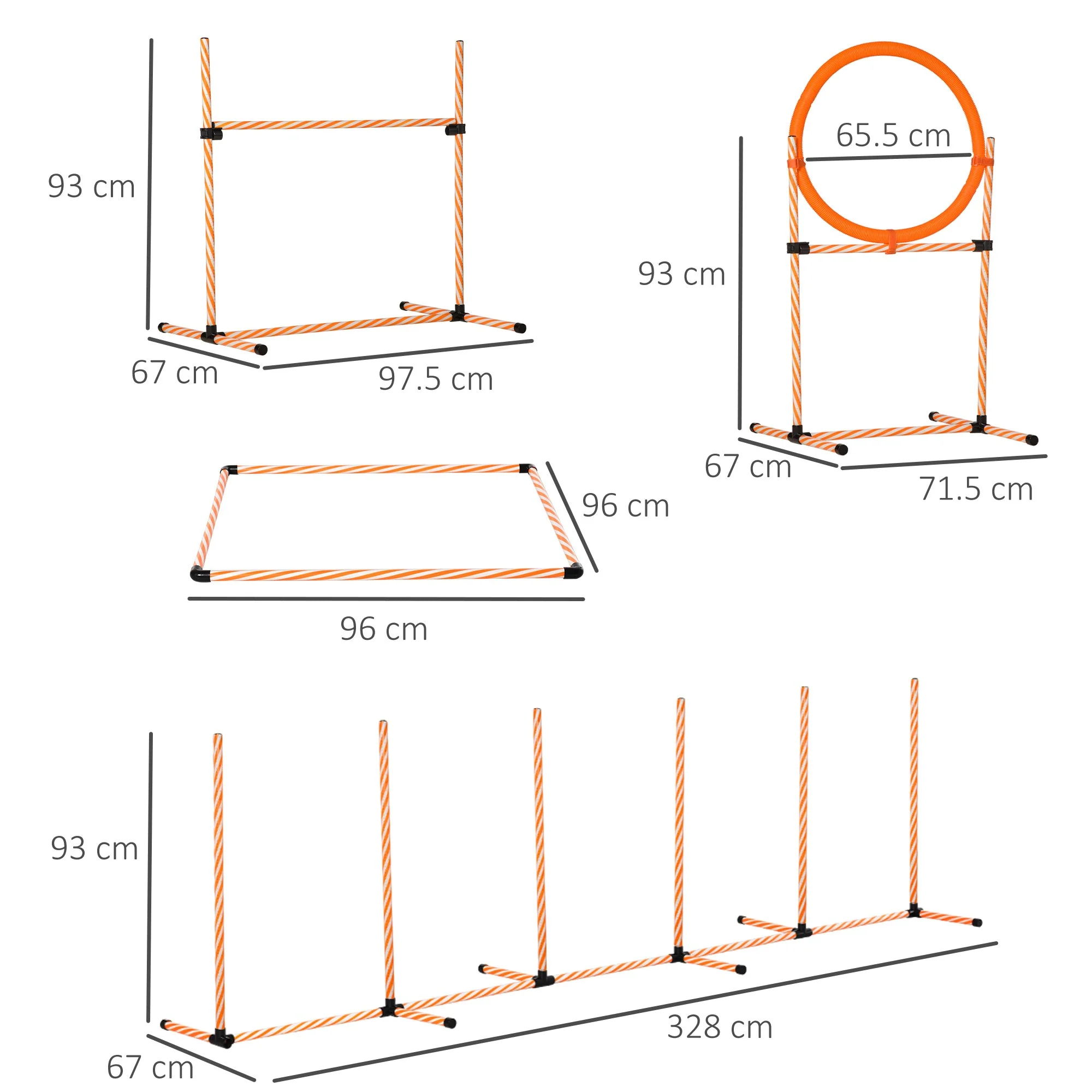 PawHut Pet Agility Training Equipment Dog Play Run Jump Hurdle Bar Obedience Training Set with Adjustable Height Jump Ring High Jumper Weave Poles Square Pause Box Carry Bag Whistle - Image 3