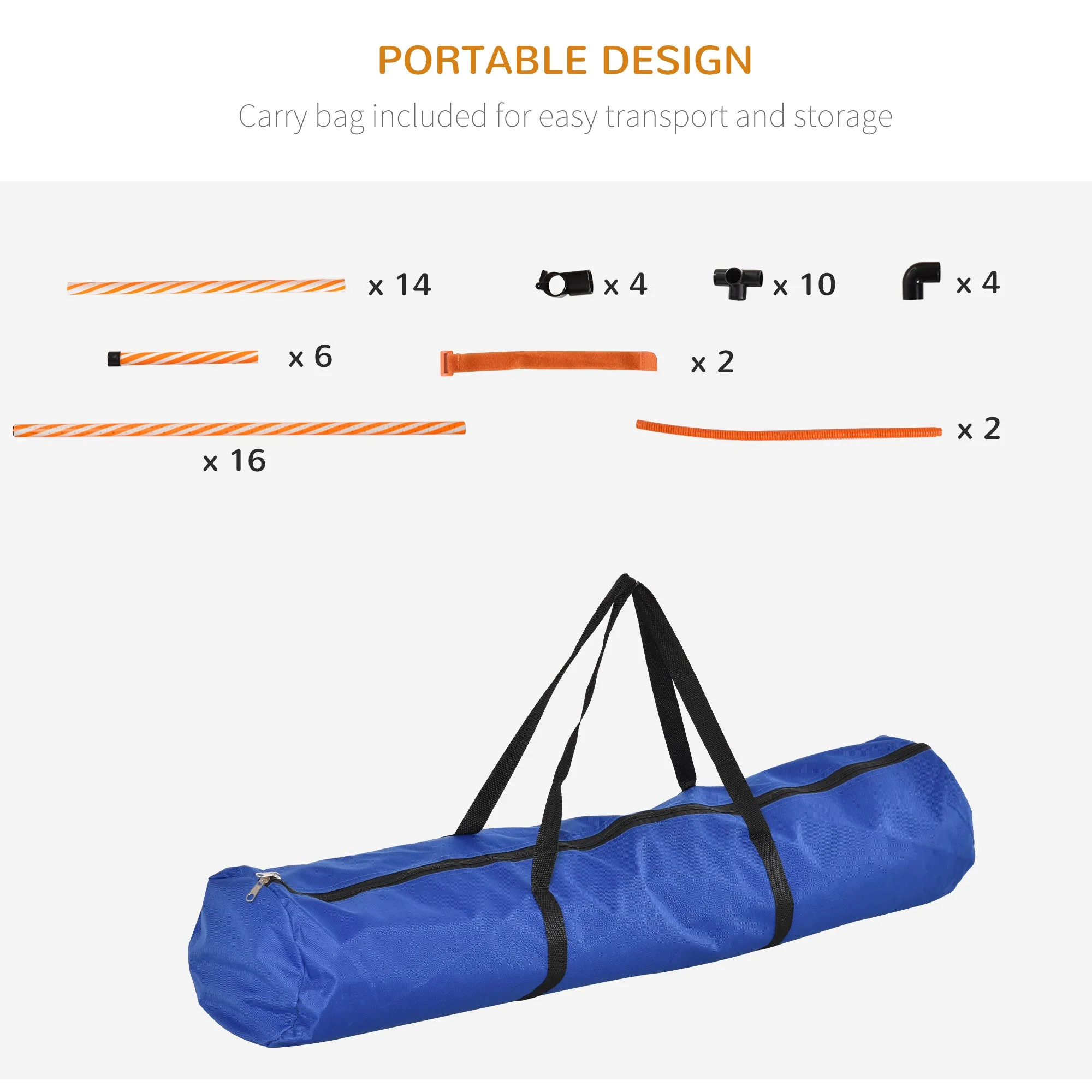 PawHut Pet Agility Training Equipment Dog Play Run Jump Hurdle Bar Obedience Training Set with Adjustable Height Jump Ring High Jumper Weave Poles Square Pause Box Carry Bag Whistle - Image 6