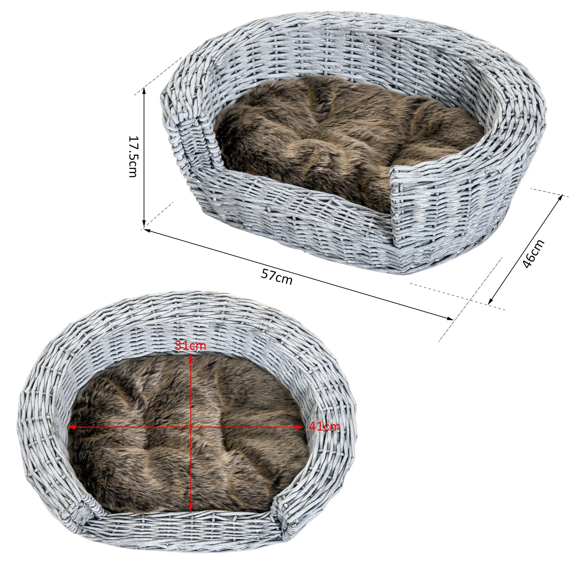 PawHut Pet Basket Sofa Bed - Image 4