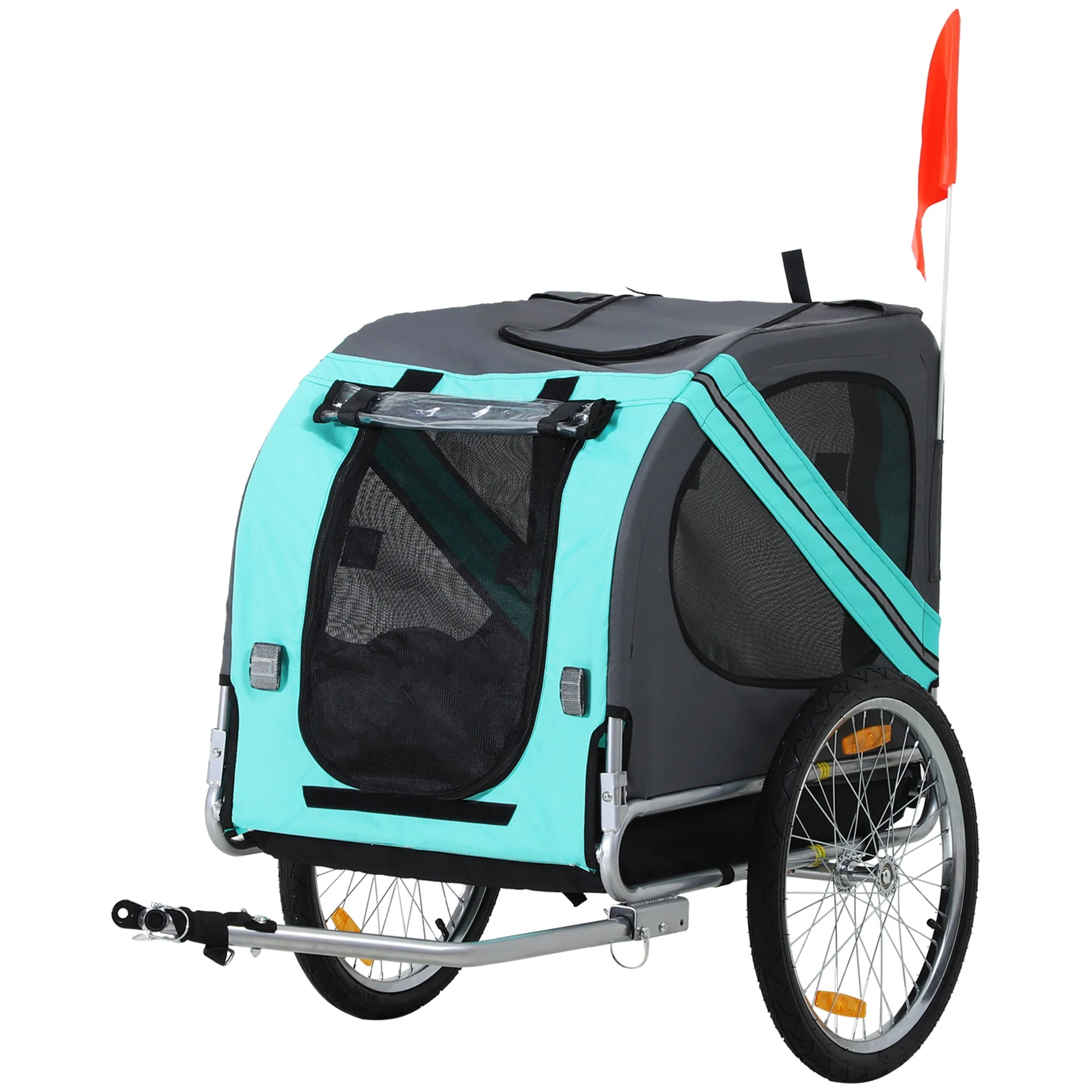 PawHut Pet Bicycle Trailer Dog Cat Bike Carrier Water Resistant for Outdoor Green - Image 4