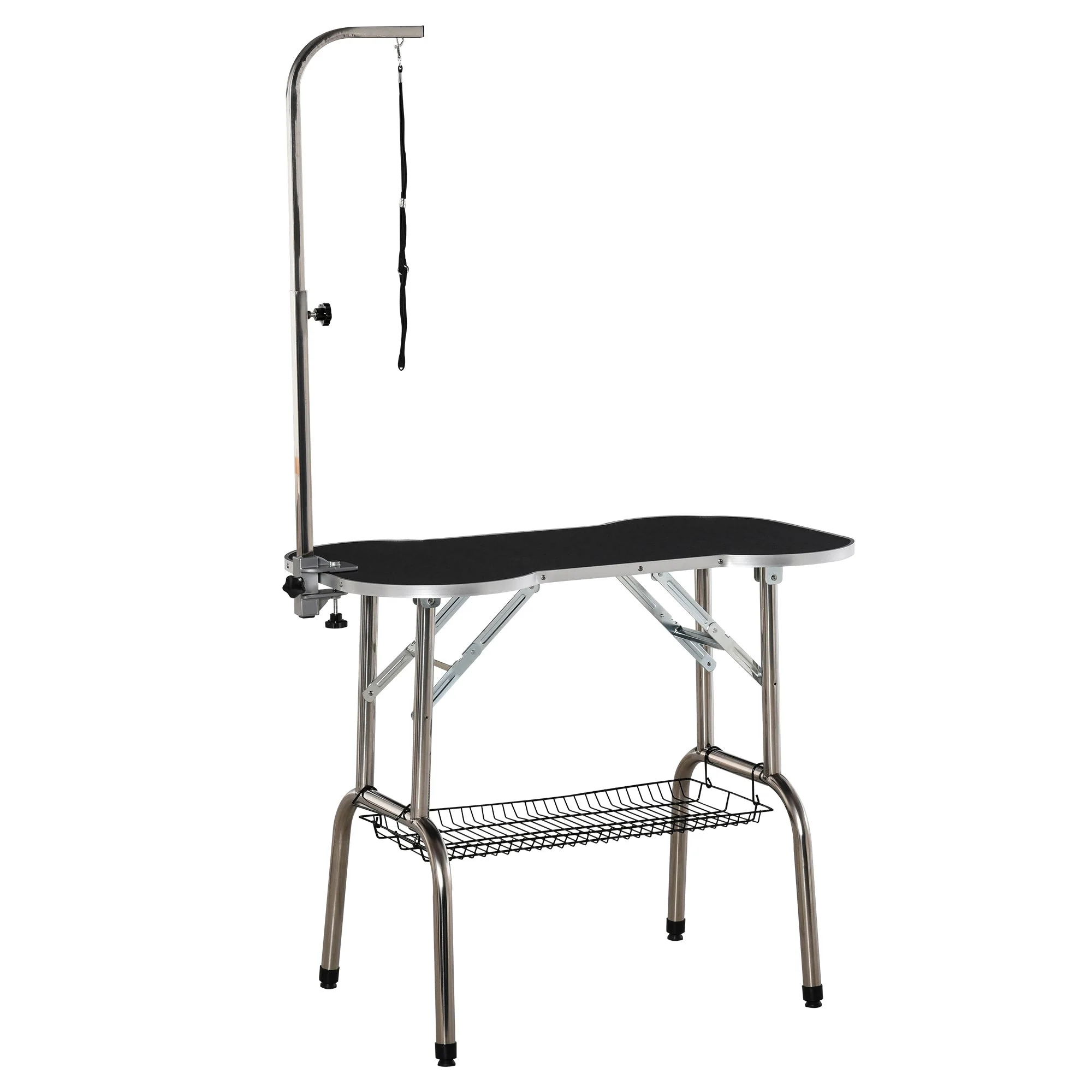 PawHut Pet Foldable Grooming Table w/ Adjustable Arm Non-Slip Tabletop Leash - Image 4
